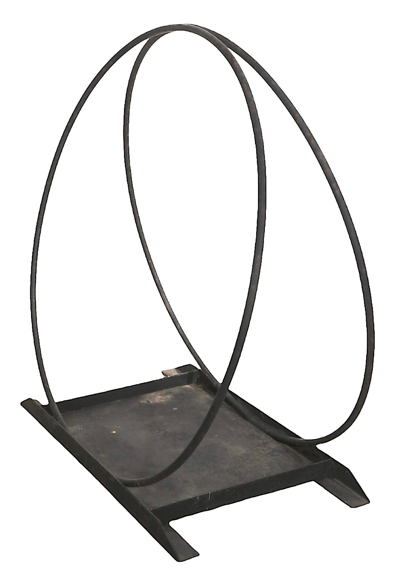 Mid-Century Modern Mid Century Wrought Iron Log Holder For Sale