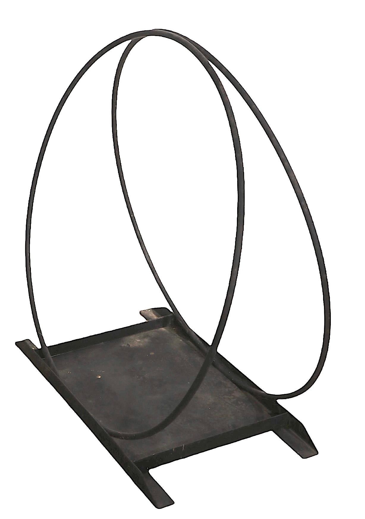 American Mid Century Wrought Iron Log Holder For Sale