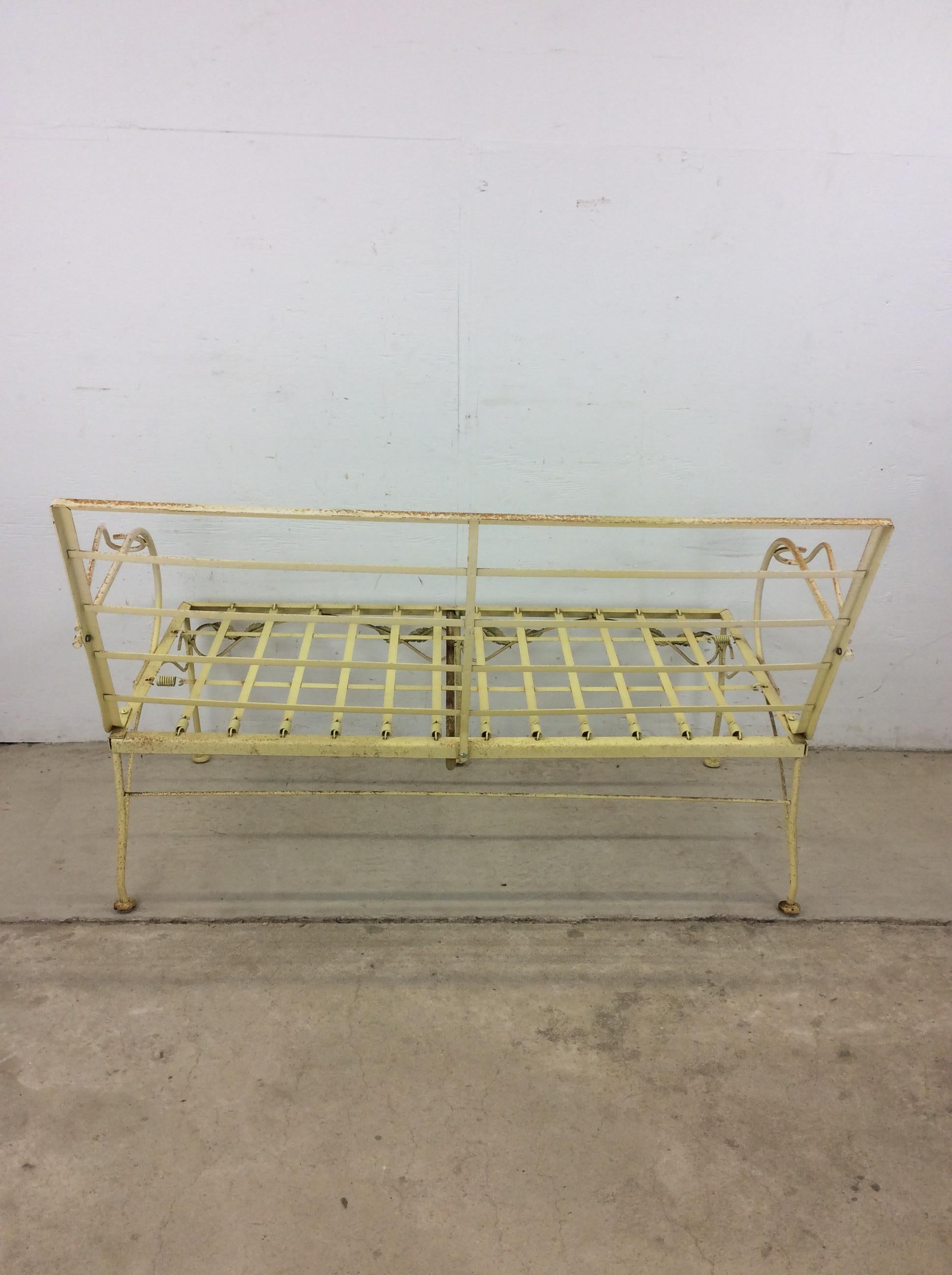 Mid Century Wrought Iron Loveseat with Vintage Upholstery For Sale 10