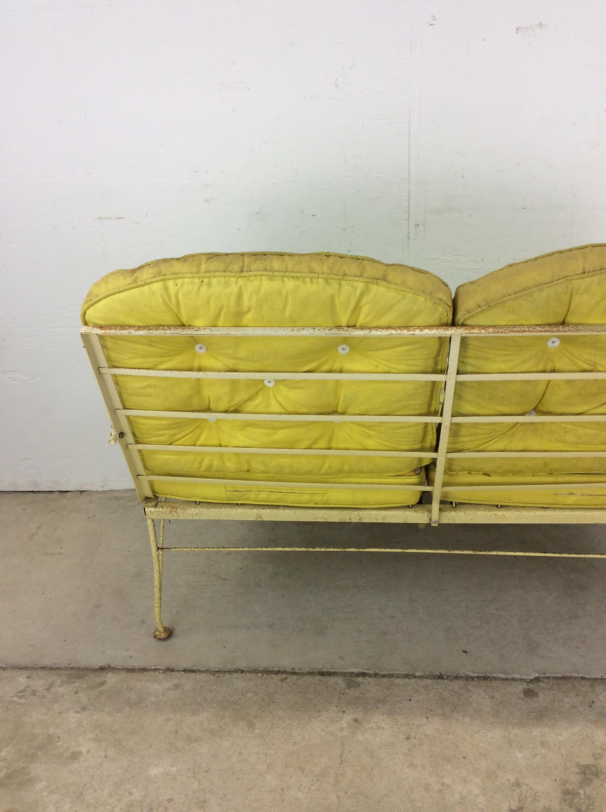 Mid Century Wrought Iron Loveseat with Vintage Upholstery For Sale 12