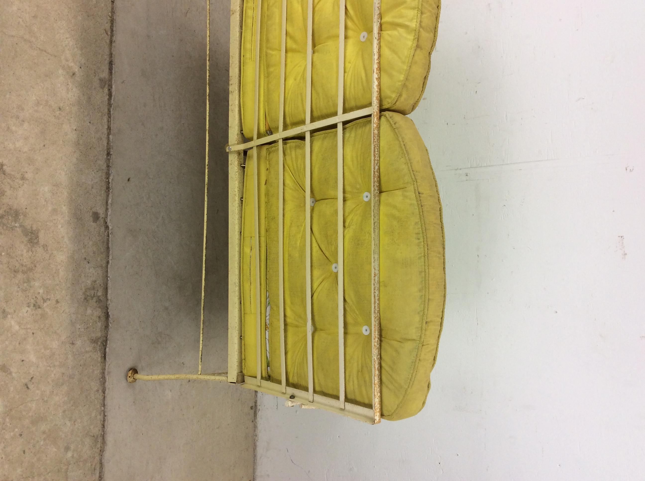 Mid Century Wrought Iron Loveseat with Vintage Upholstery For Sale 13