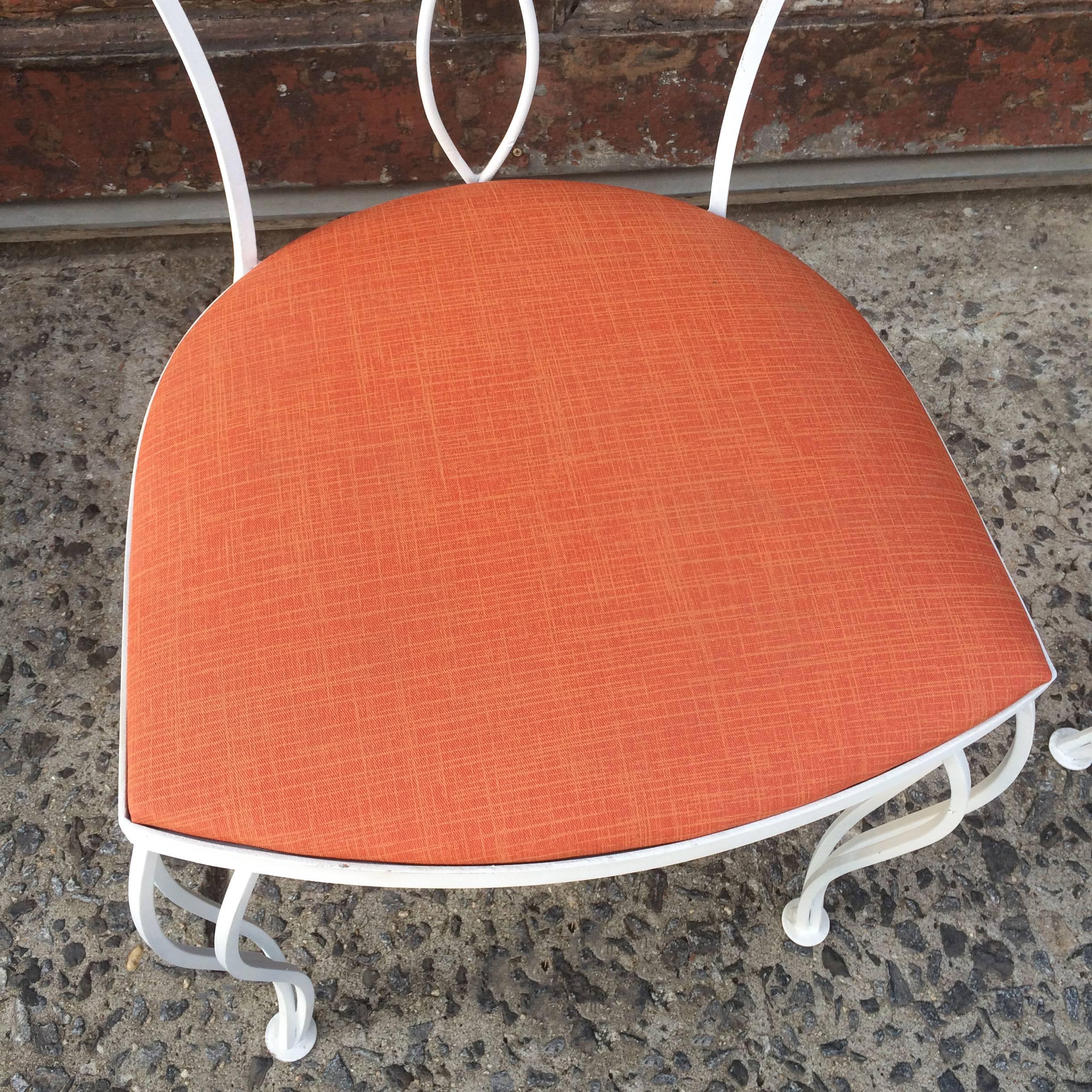 Mid Century Wrought Iron Patio Garden Dining Chair Set 1