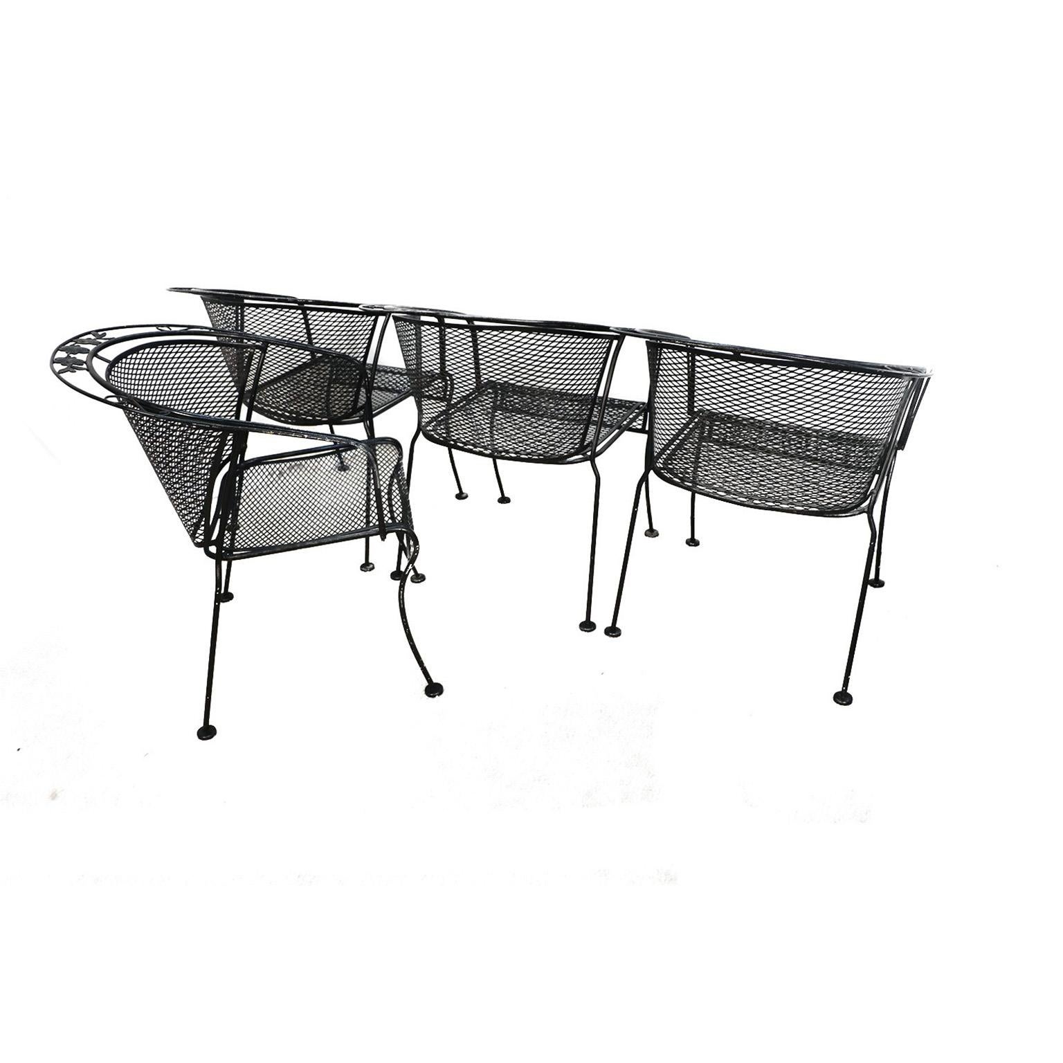 Mid-20th Century Midcentury Wrought Iron Patio Set in the Style of Russell Woodard