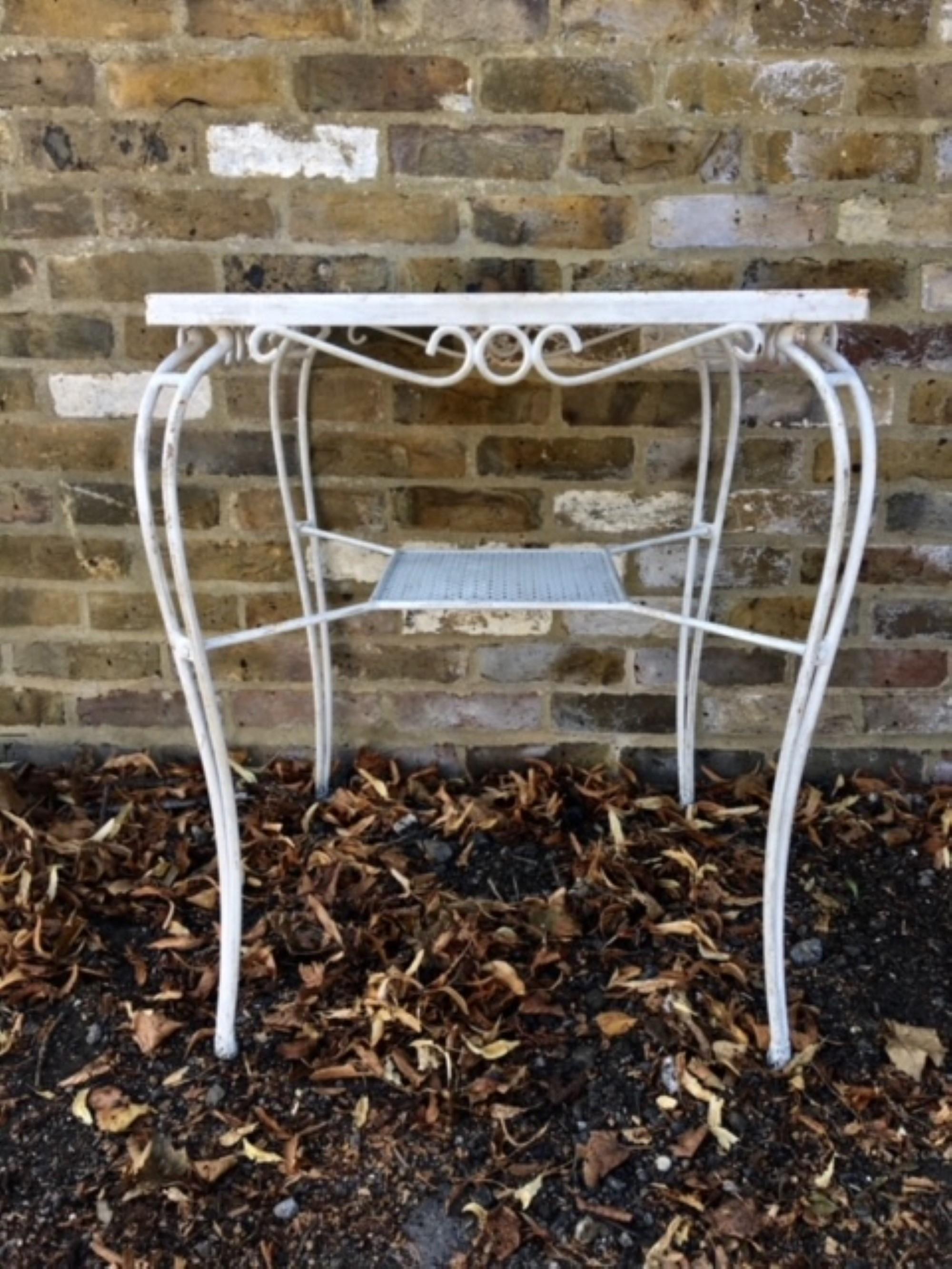 Mid-Century Modern Mid-Century Wrought Iron White Garden / Bistro Table, 1950s, French      For Sale