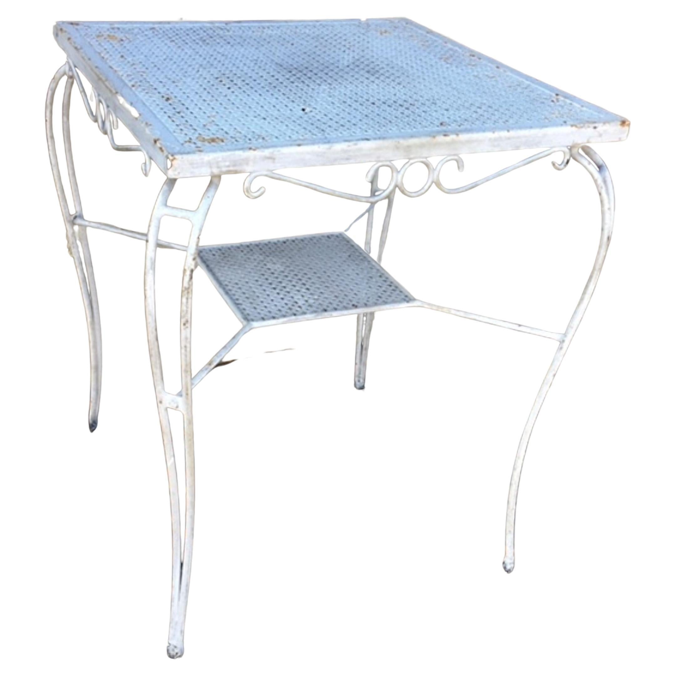 Mid-Century Wrought Iron White Garden / Bistro Table, 1950s, French      For Sale