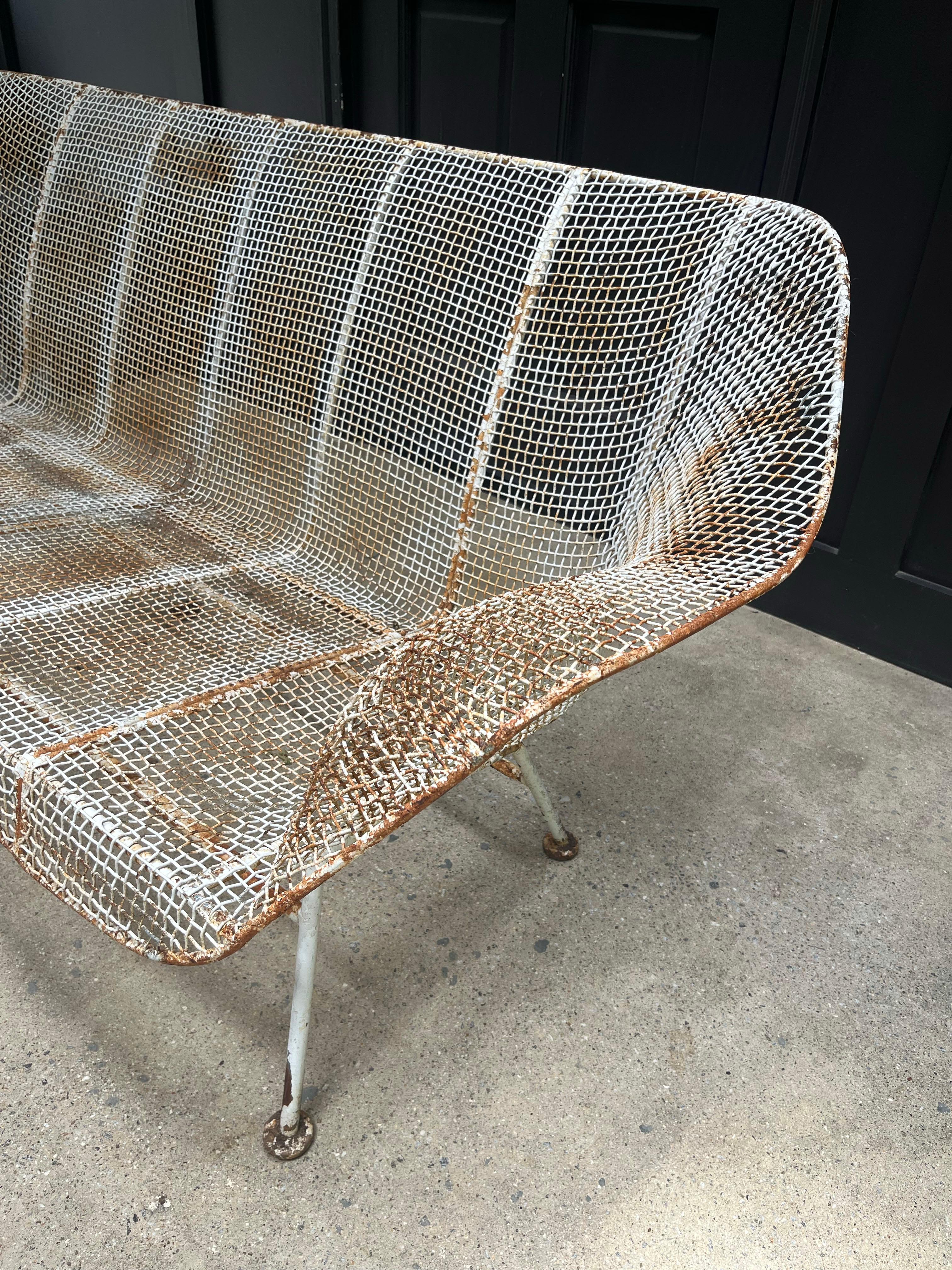 American Mid Century wrought iron Woodard 'Sculptura' 3 seater sofa