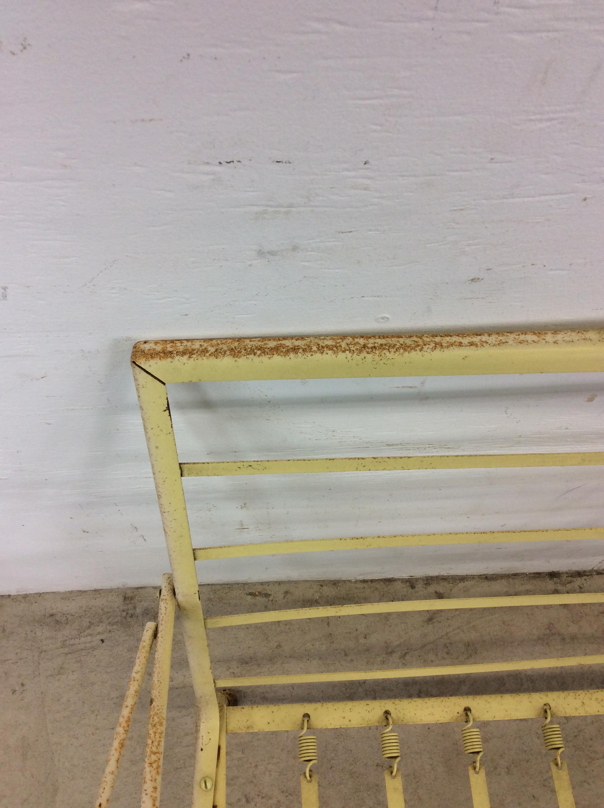Mid century wrought iron yellow loveseat with floral upholstery For Sale 6