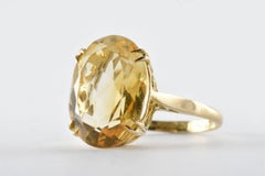 Mid-Century Wyatt & Green 9K Gold Oval Citrine Cocktail Ring