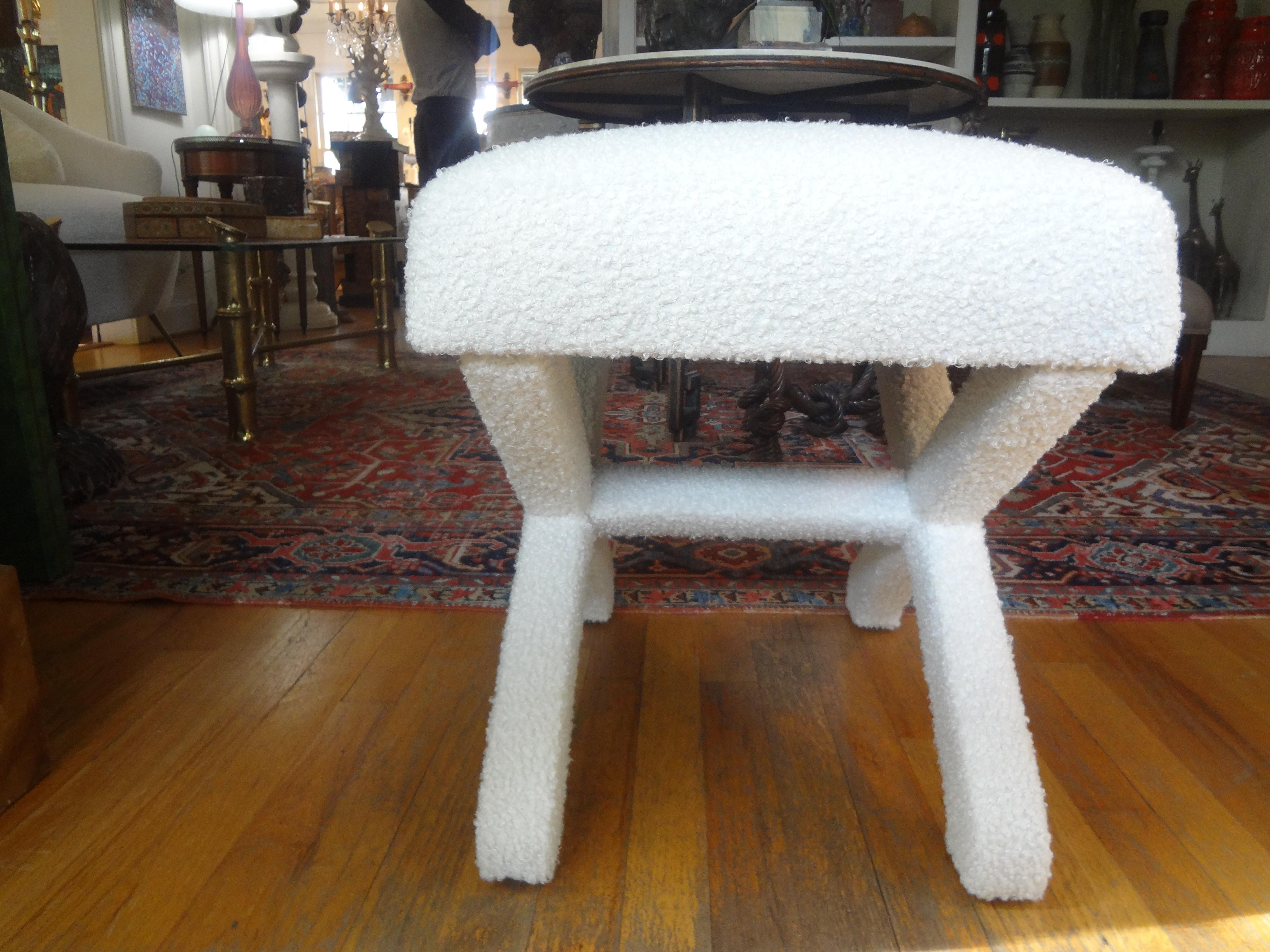 Mid Century X Base Billy Baldwin Style Ottoman In Good Condition For Sale In Houston, TX