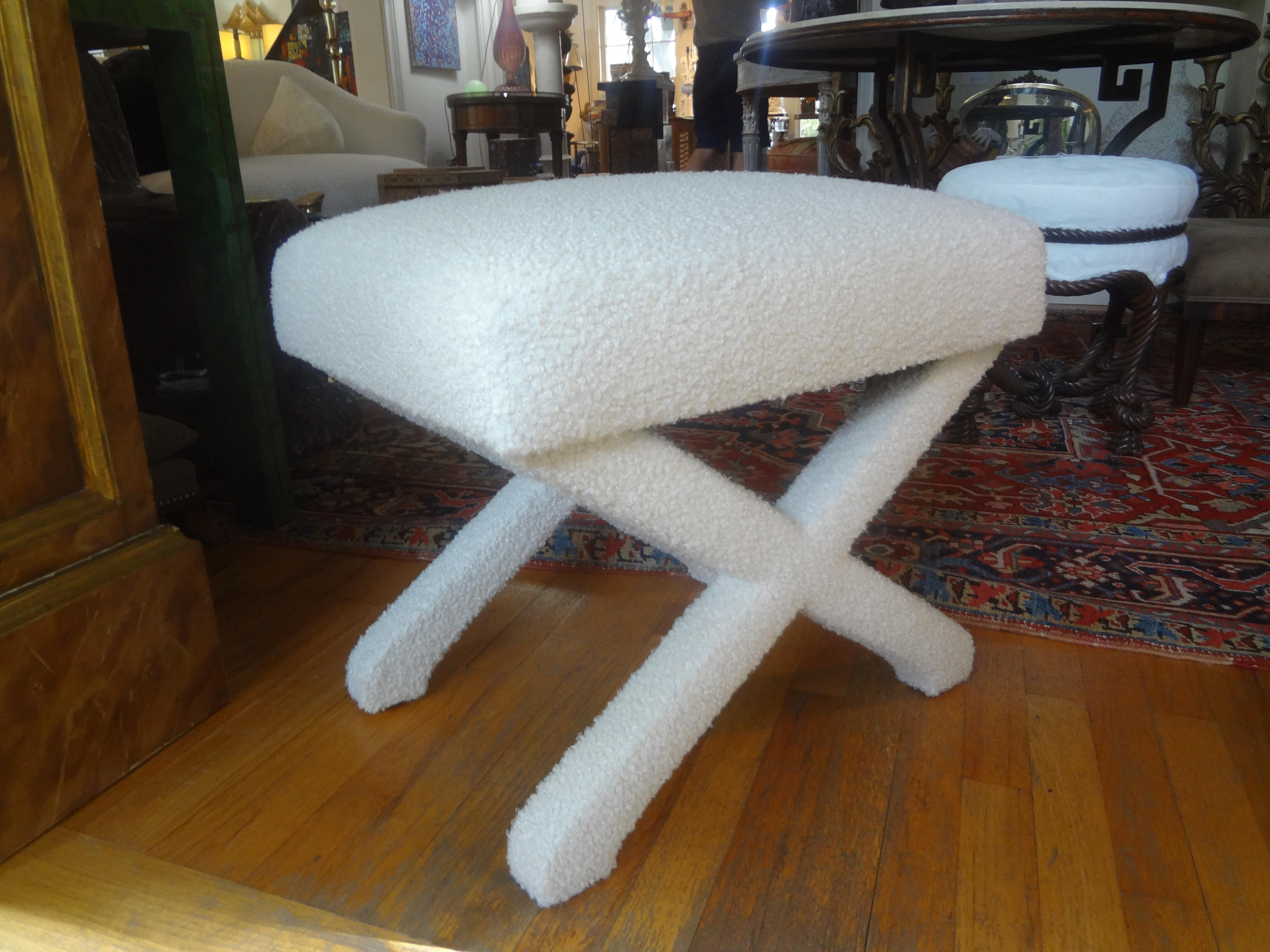 Late 20th Century Mid Century X Base Billy Baldwin Style Ottoman For Sale