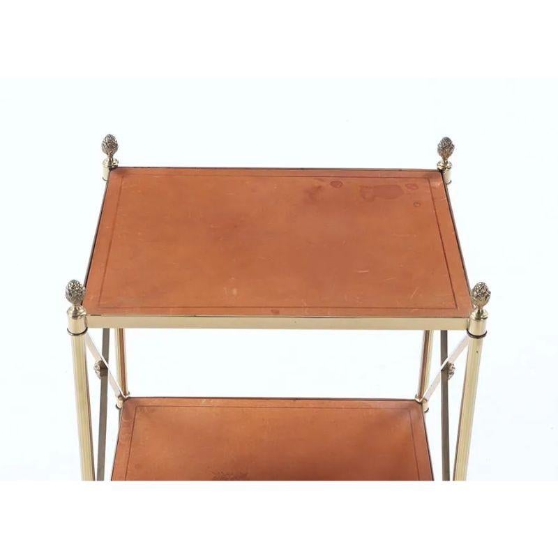 Mid Century X Form Petite Etagere With Leather Shelves In Good Condition For Sale In Locust Valley, NY