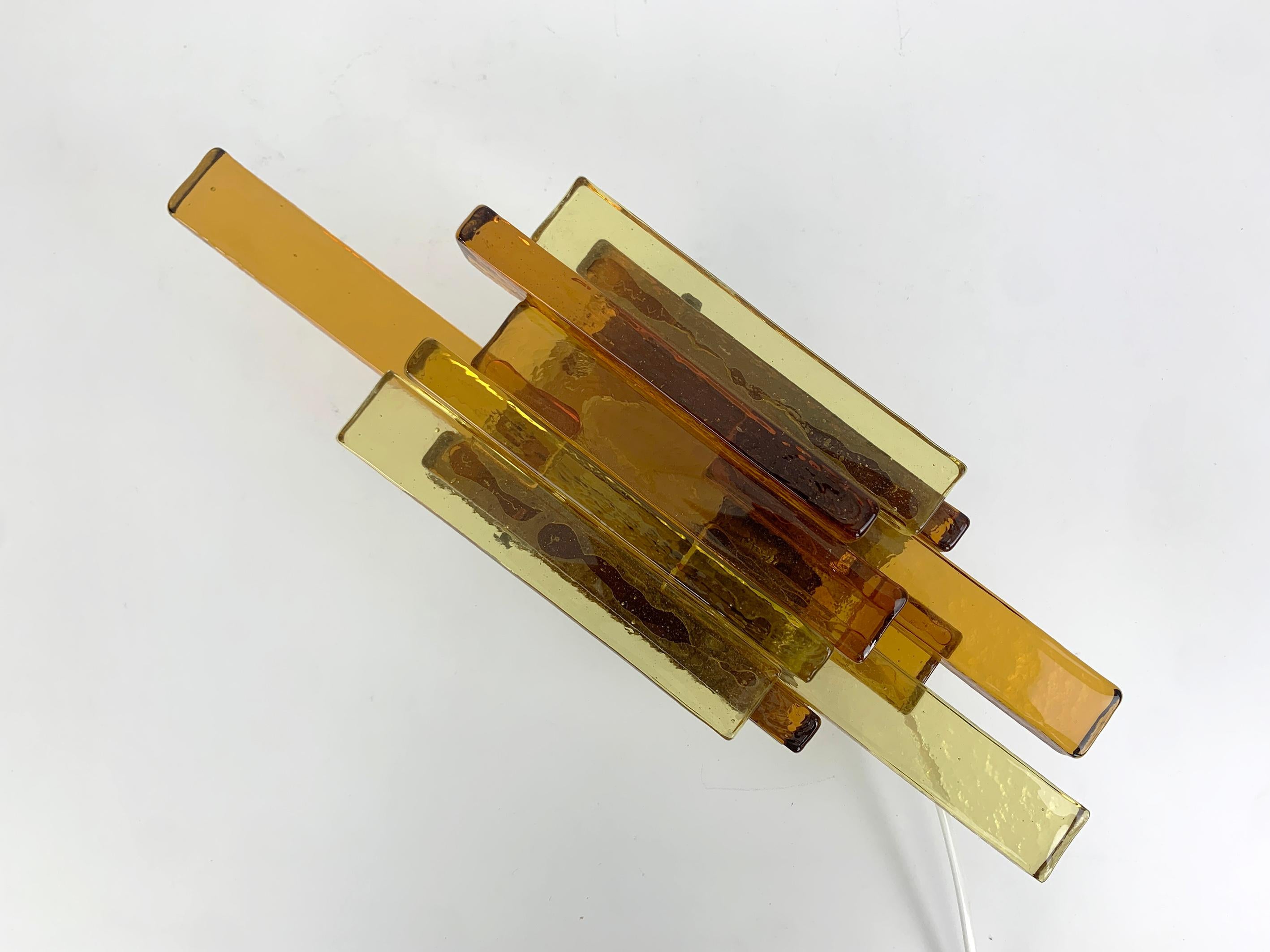 Mid-century Yellow Amber Glass Wall Light, Svend Aage Holm Sørensen, Denmark For Sale 4