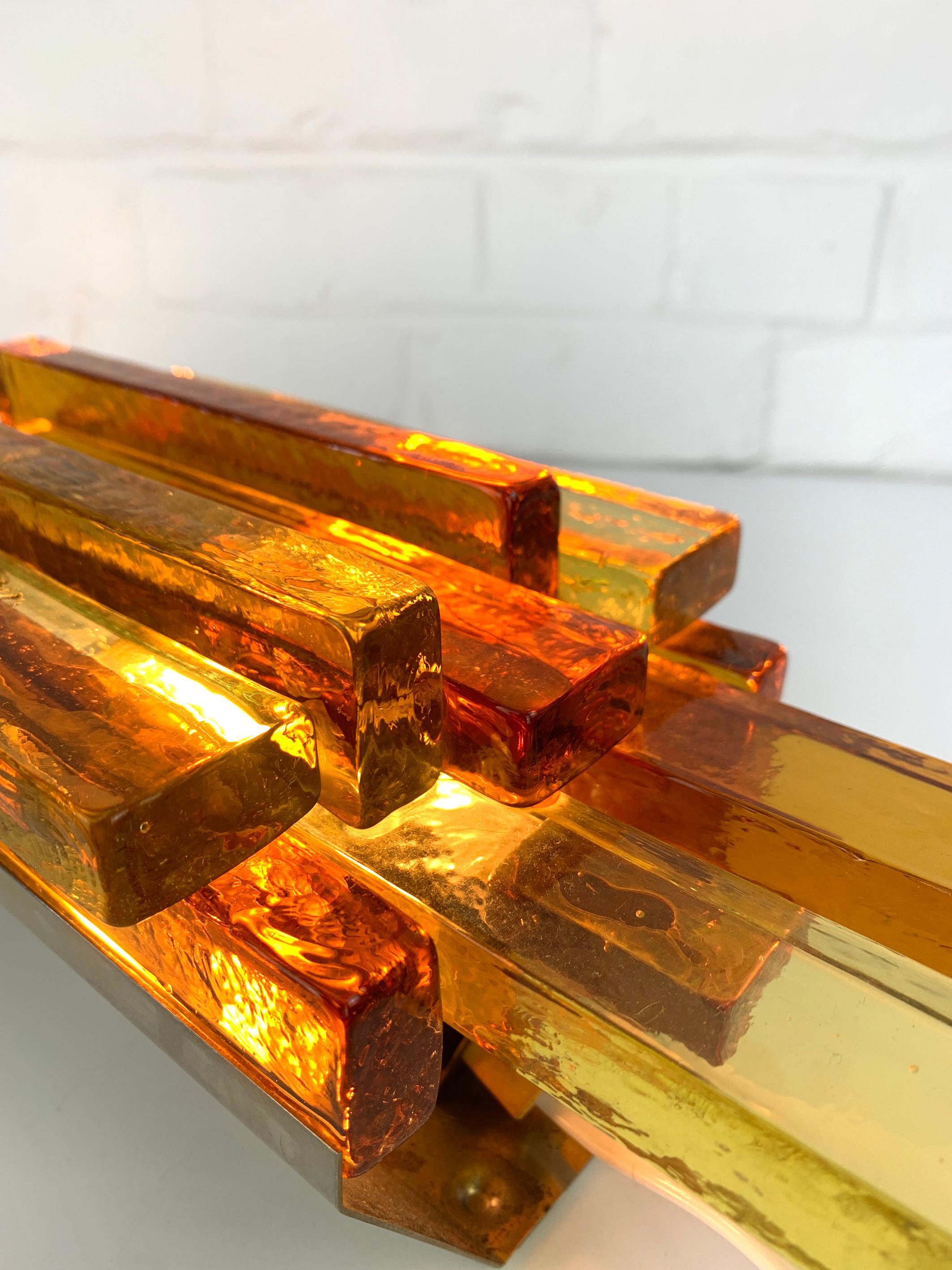 Mid-century Yellow Amber Glass Wall Light, Svend Aage Holm Sørensen, Denmark In Good Condition For Sale In Vorst, BE