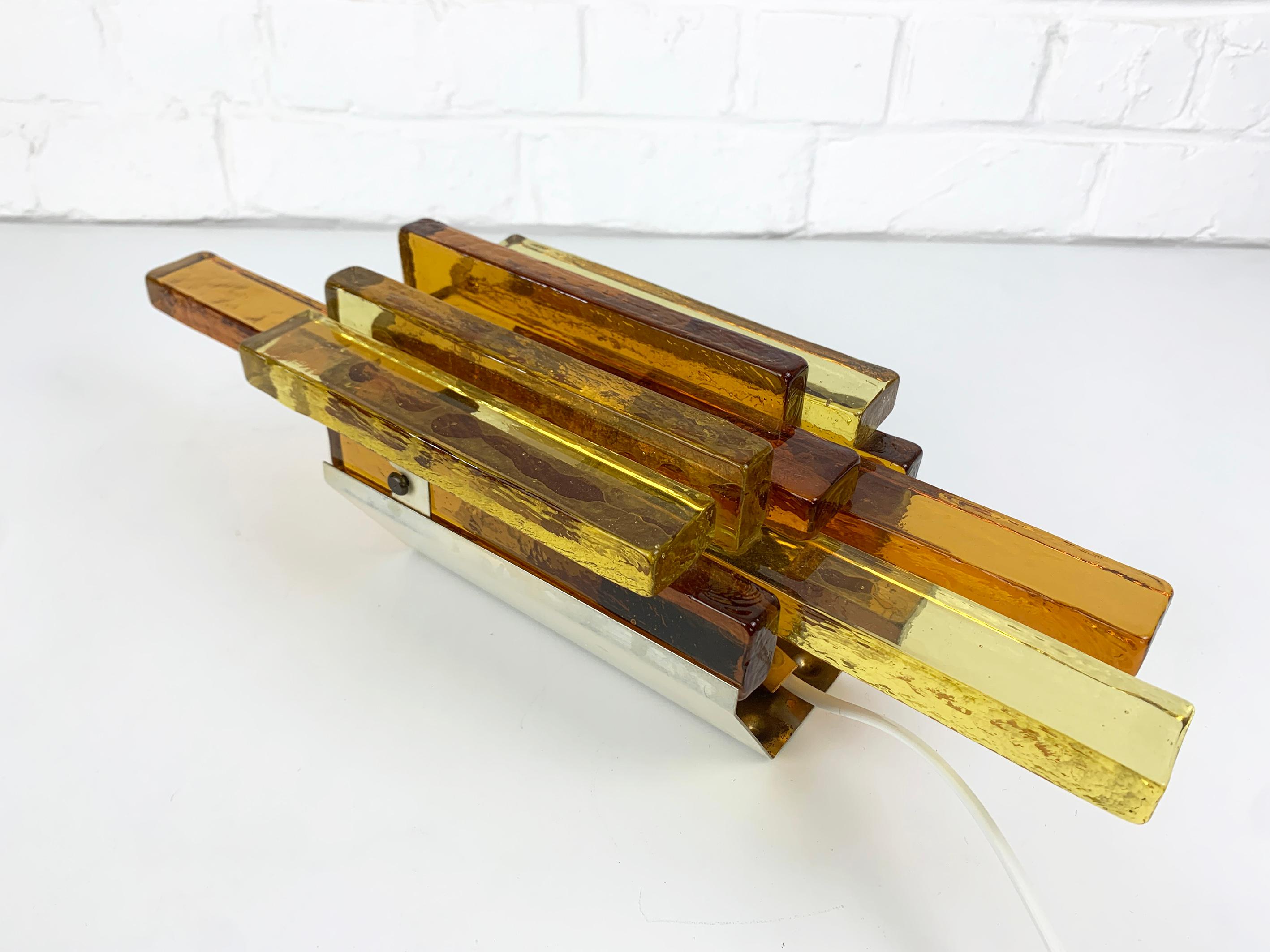 Mid-century Yellow Amber Glass Wall Light, Svend Aage Holm Sørensen, Denmark For Sale 2