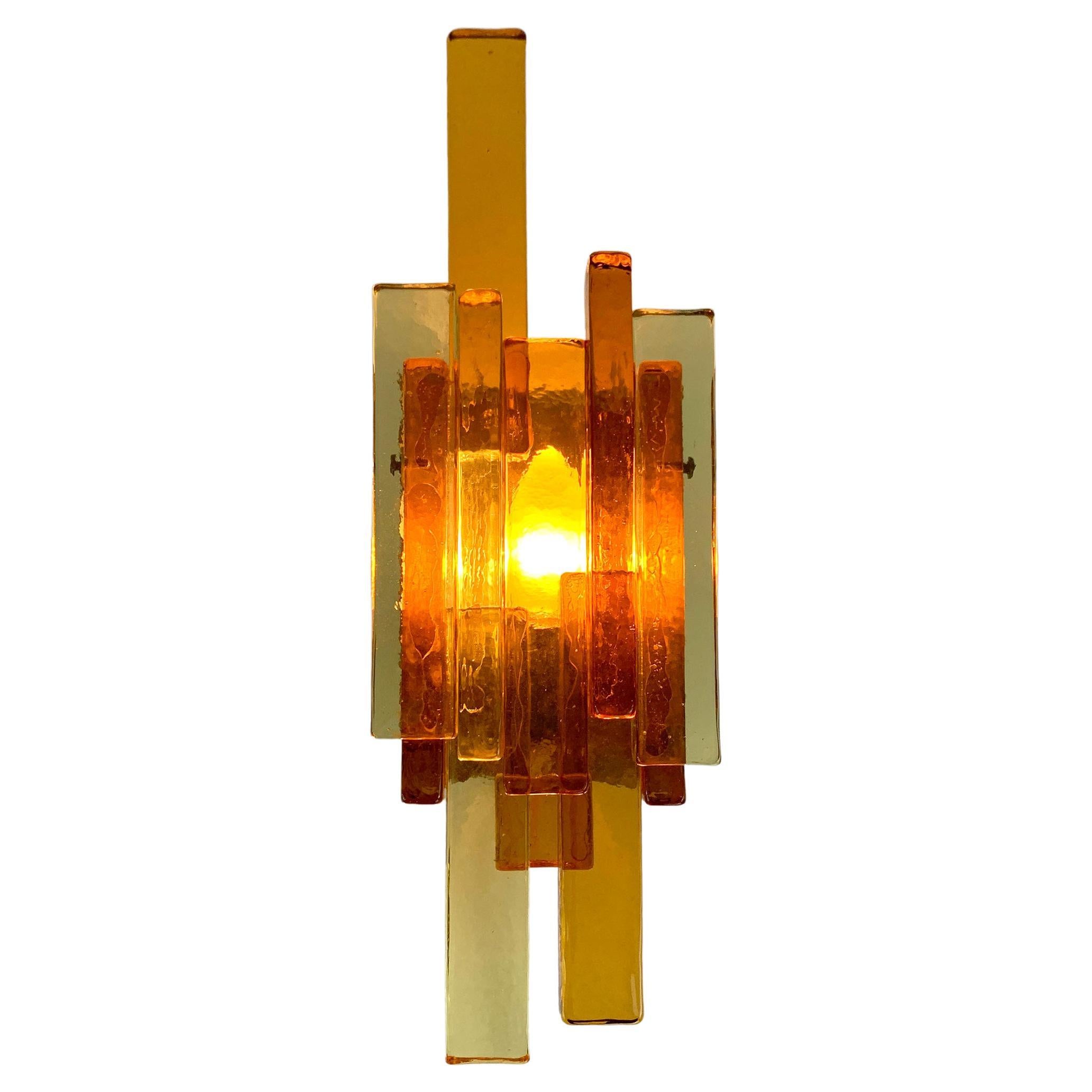 Mid-century Yellow Amber Glass Wall Light, Svend Aage Holm Sørensen, Denmark For Sale