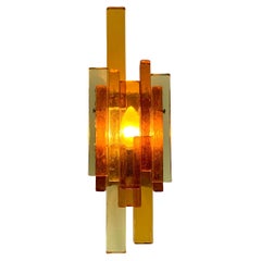 Vintage Mid-century Yellow Amber Glass Wall Light, Svend Aage Holm Sørensen, Denmark