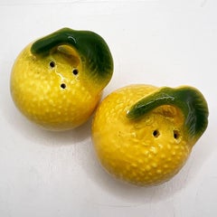Mid Century Yellow and Green Lemon Salt and Pepper Shakers - A Pair
