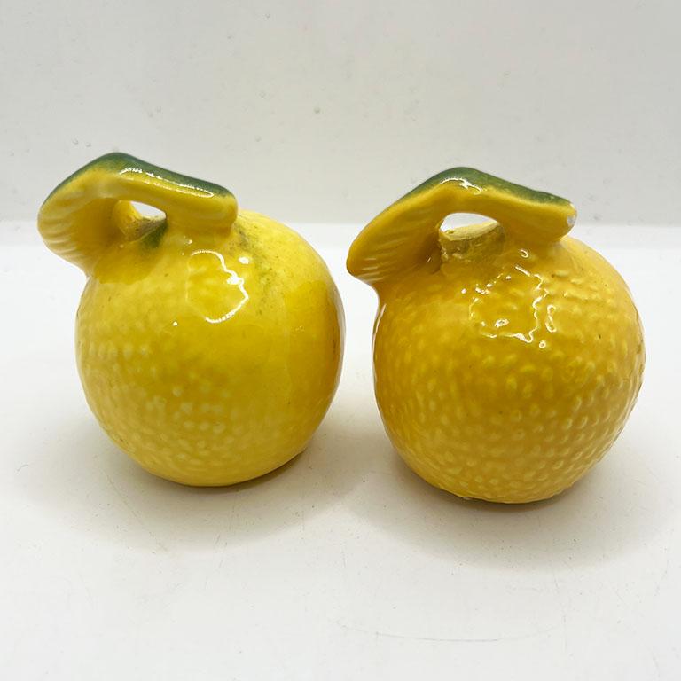 Mid-Century Modern Mid Century Yellow and Green Lemon Salt and Pepper Shakers - A Pair For Sale
