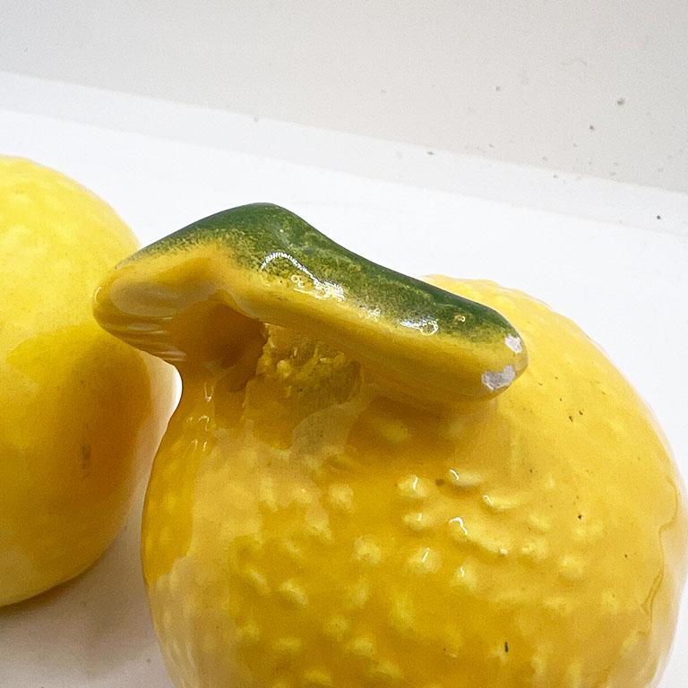 Mid Century Yellow and Green Lemon Salt and Pepper Shakers - A Pair In Good Condition For Sale In Oklahoma City, OK