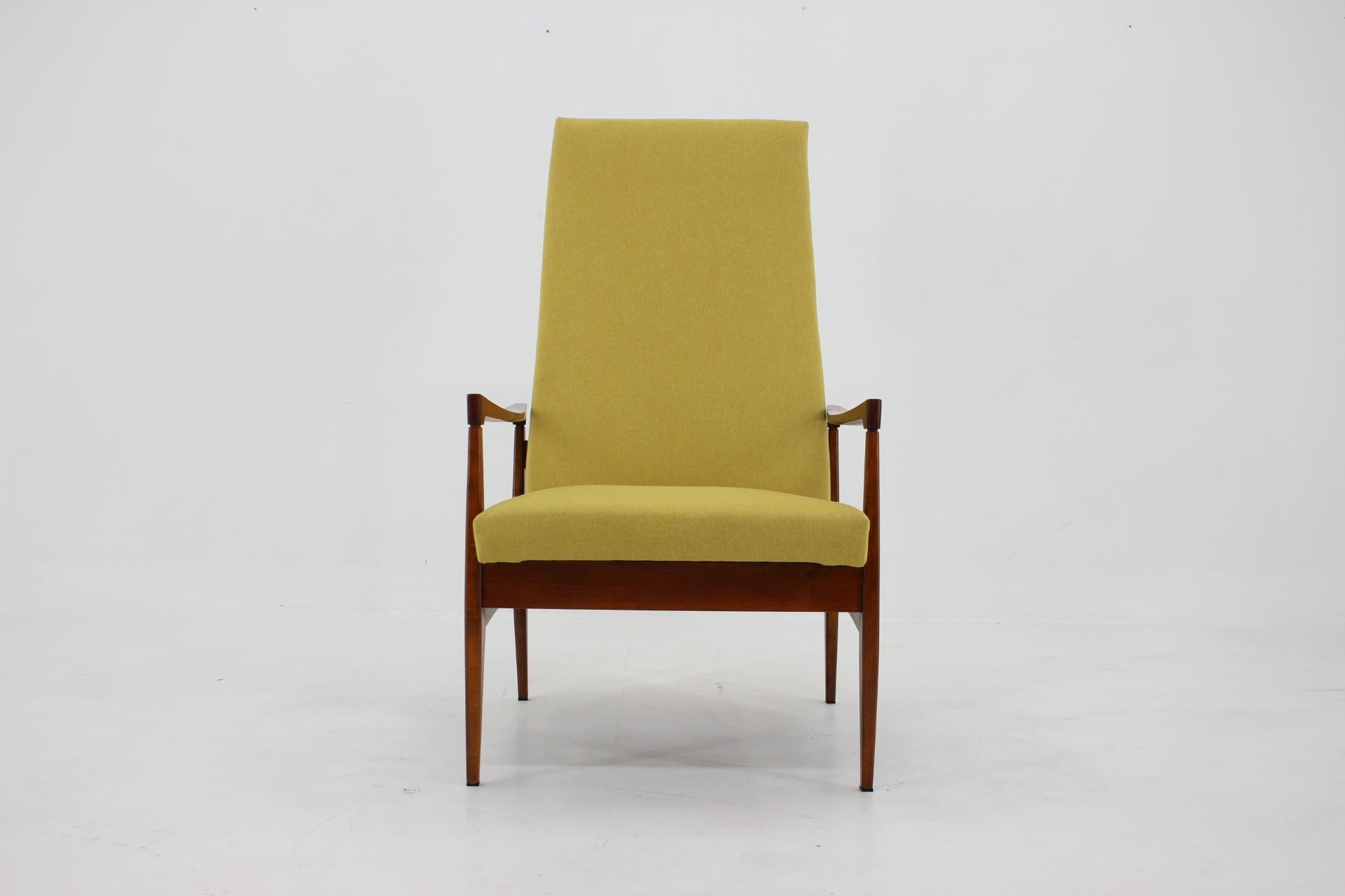 Fabric Mid Century Yellow Armchair, Denmark, 1960s