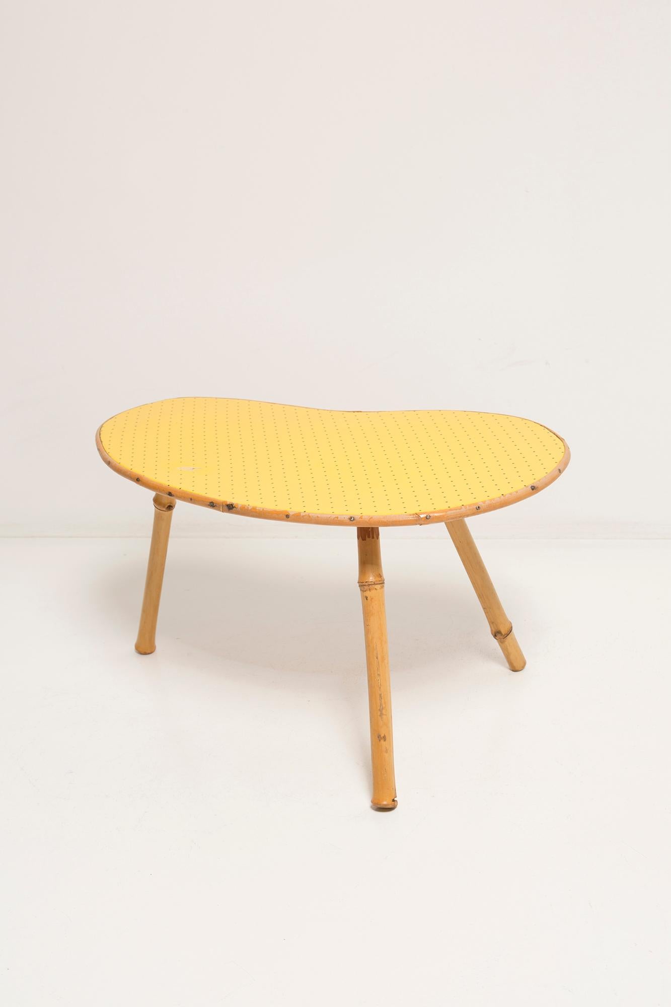 20th Century Mid Century Yellow Bamboo Unique Flowerbed Pedestal, Side Table, Germany, 1970s For Sale