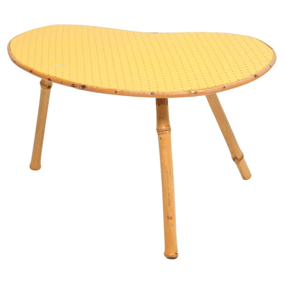 Mid Century Yellow Bamboo Unique Flowerbed Pedestal, Side Table, Germany, 1970s