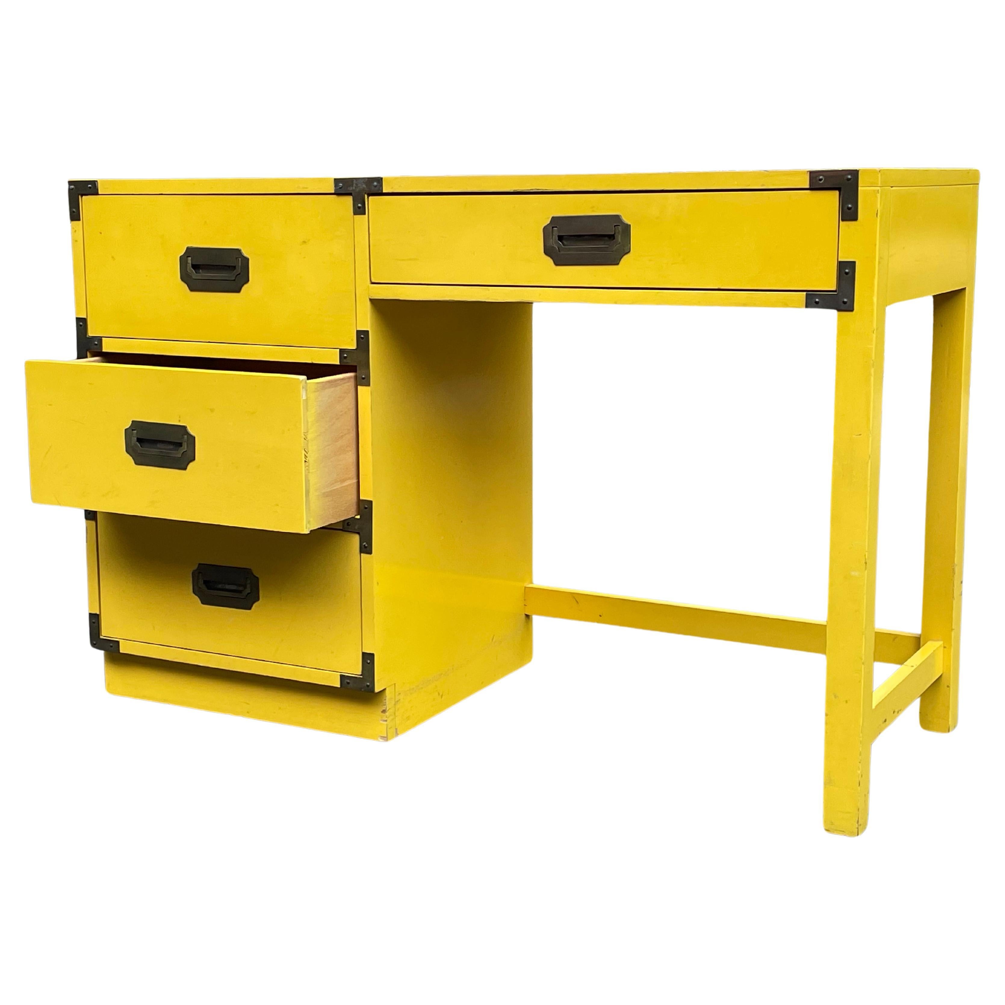 American Mid-Century Yellow Campaign Desk, Circa 1960s