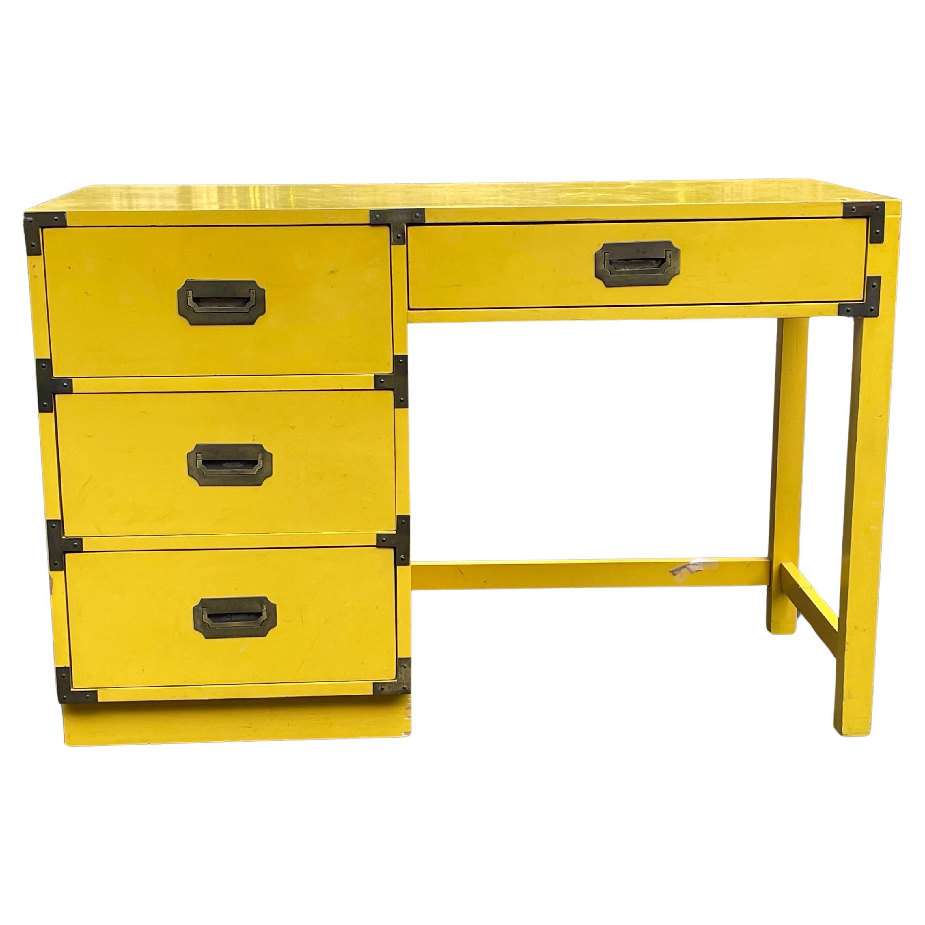Mid-Century Yellow Campaign Desk, Circa 1960s In Good Condition In Los Angeles, CA