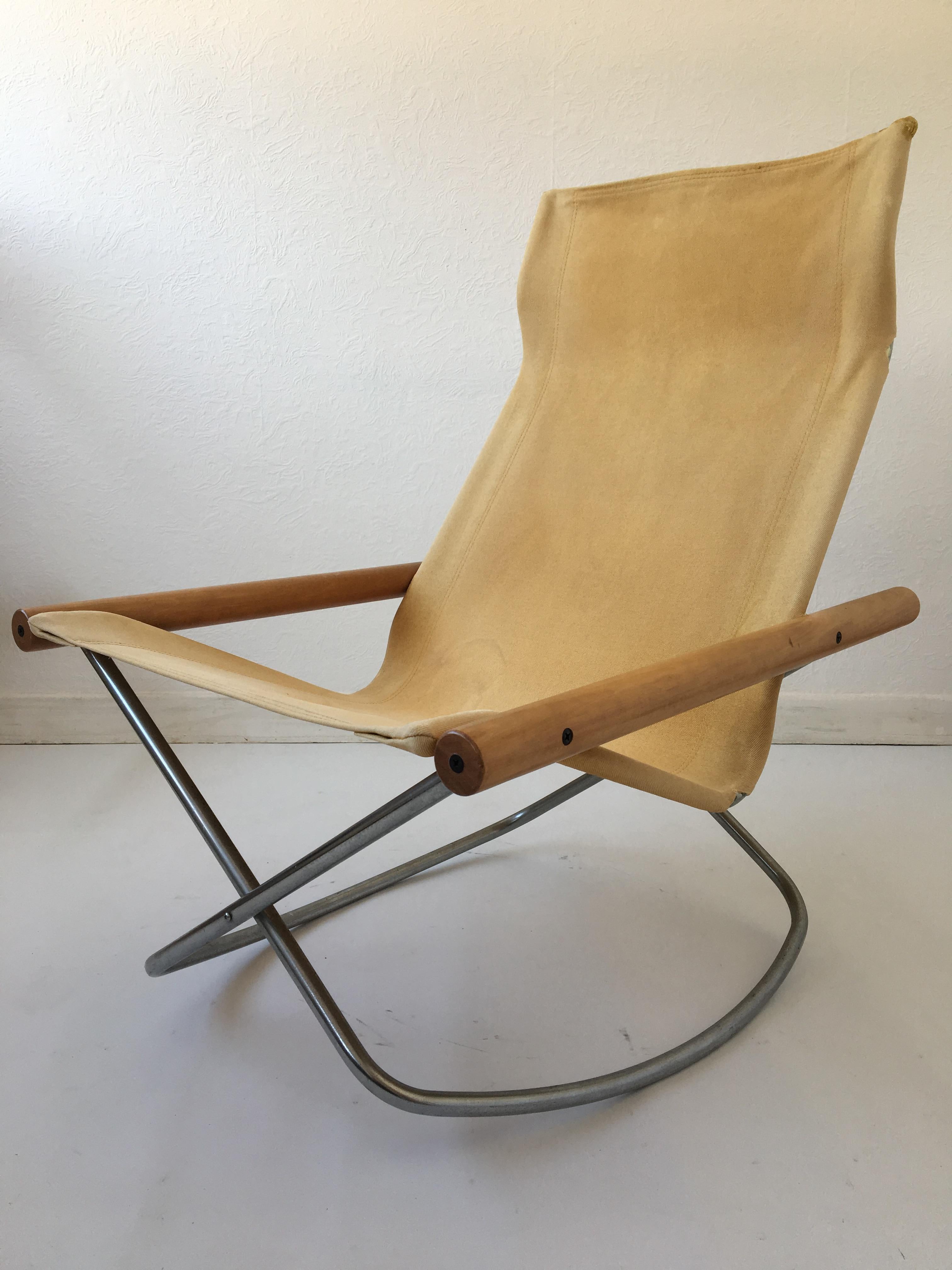 Midcentury Yellow Canvas 'NY' Chairs by Takeshi Nii, for Jox Interni, 1958 For Sale 3
