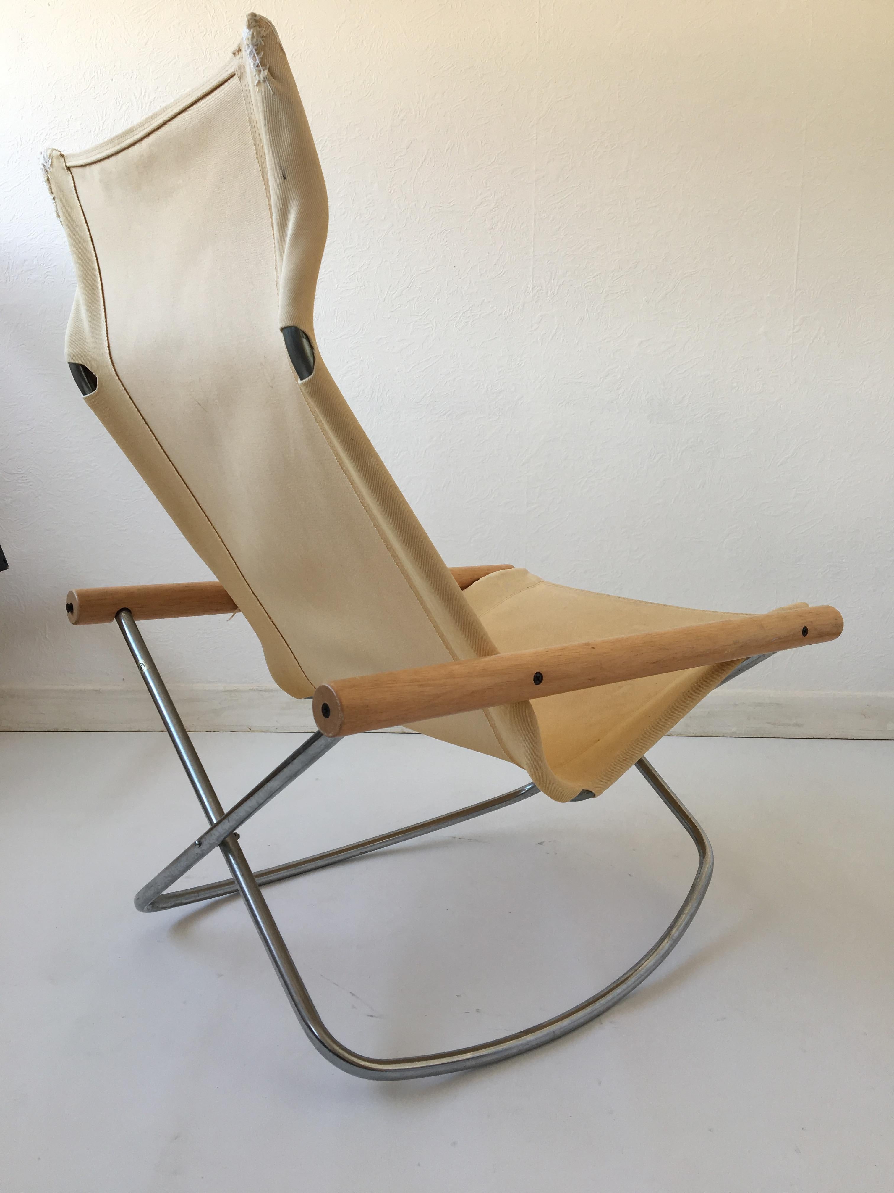 Italian Midcentury Yellow Canvas 'NY' Chairs by Takeshi Nii, for Jox Interni, 1958 For Sale
