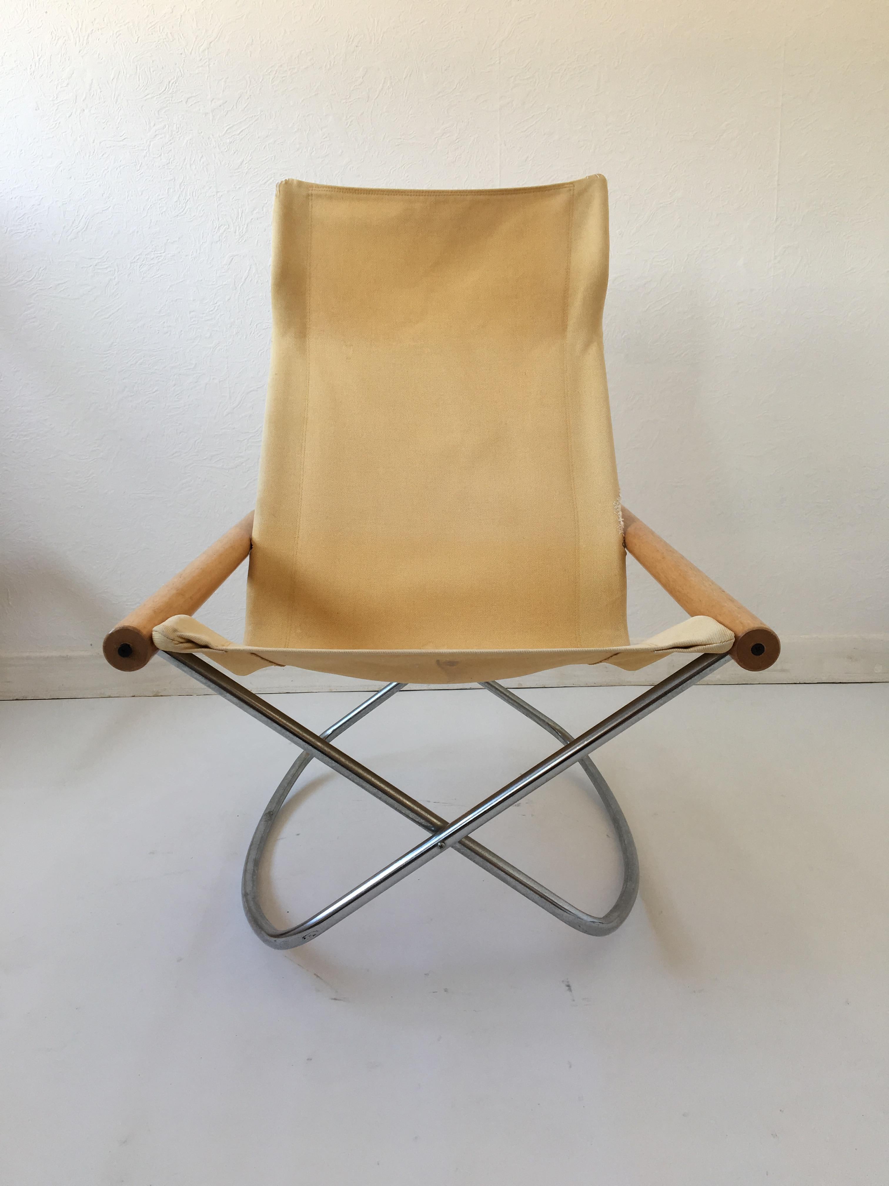 Midcentury Yellow Canvas 'NY' Chairs by Takeshi Nii, for Jox Interni, 1958 For Sale 1