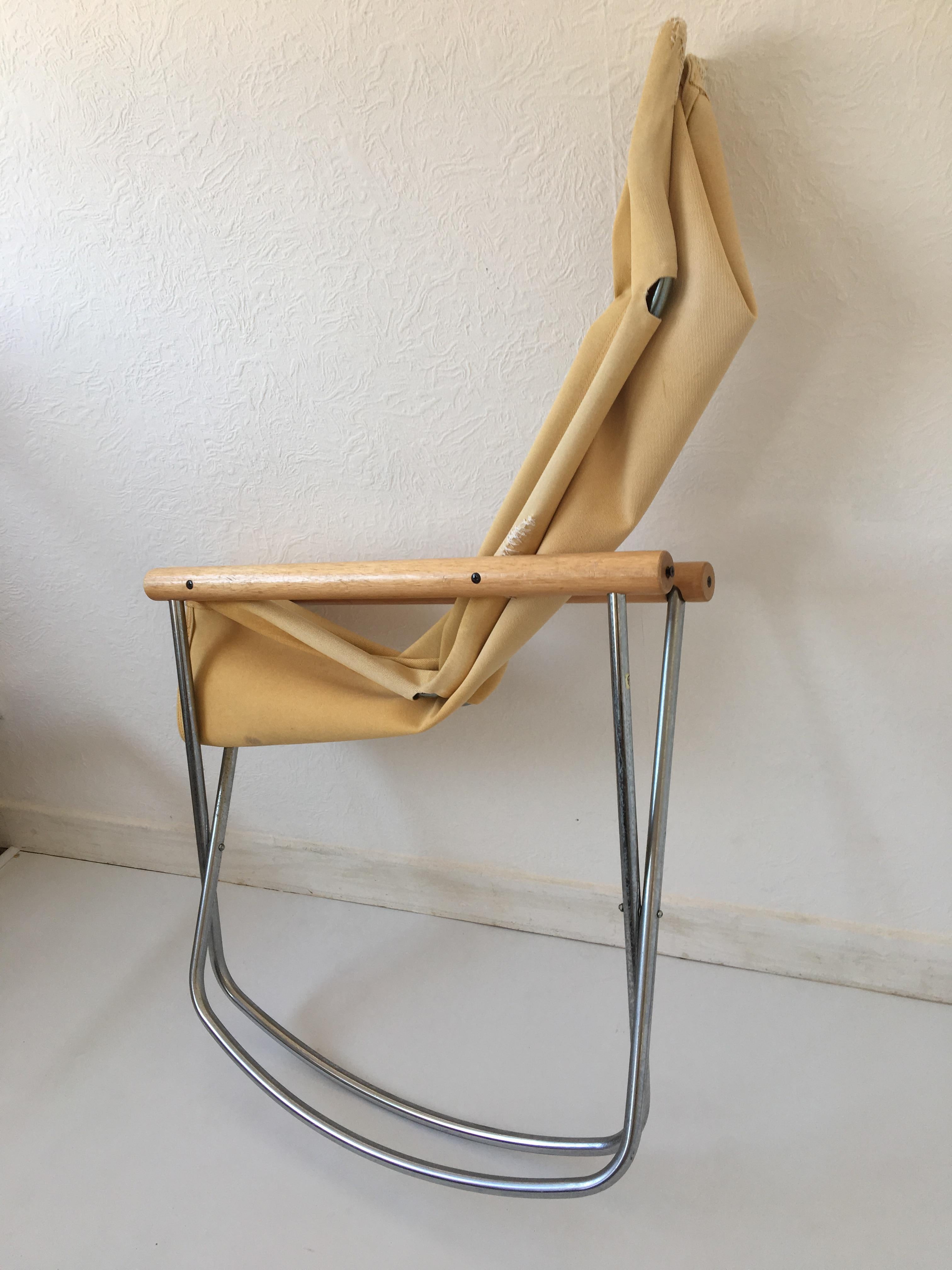 Midcentury Yellow Canvas 'NY' Chairs by Takeshi Nii, for Jox Interni, 1958 For Sale 2