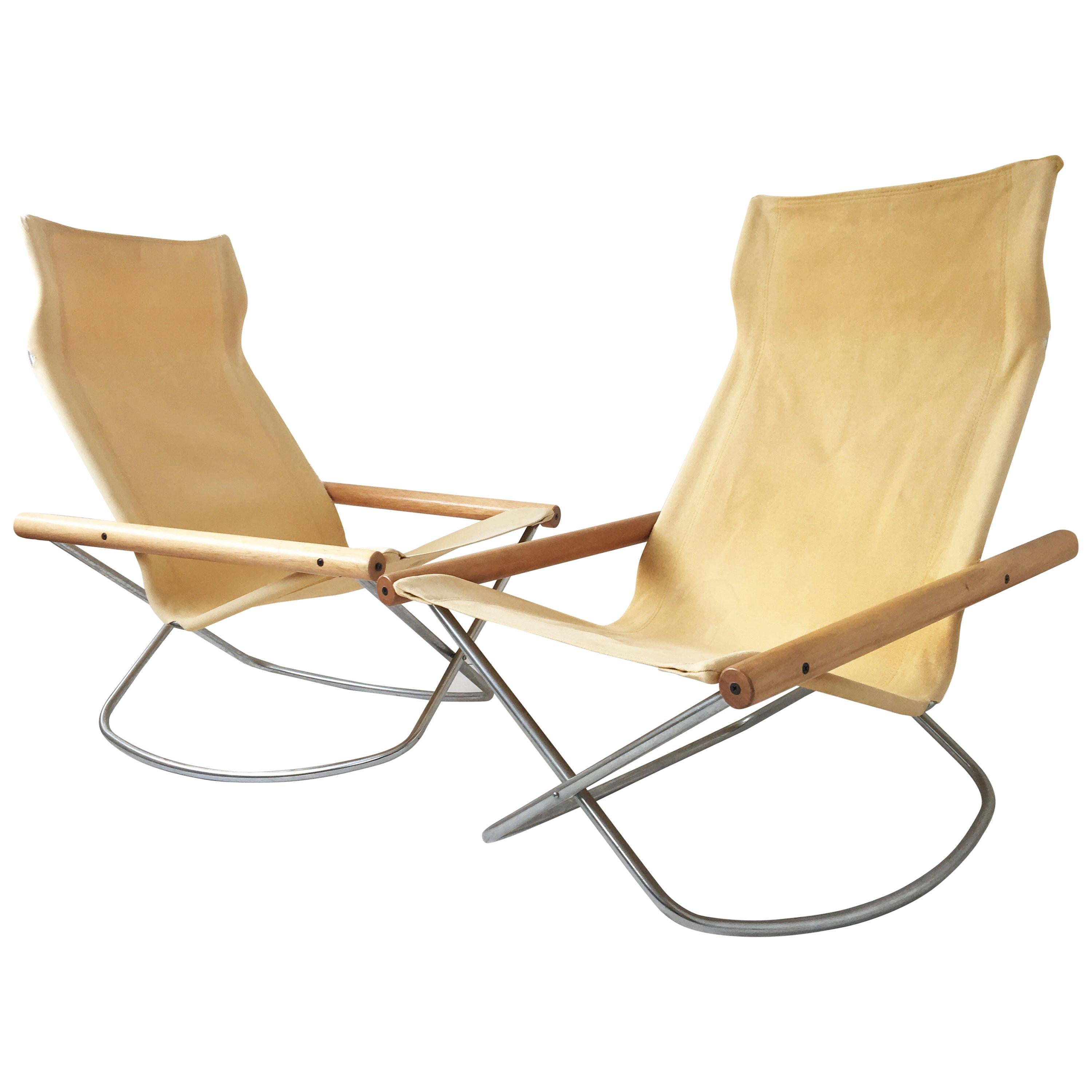 Midcentury Yellow Canvas 'NY' Chairs by Takeshi Nii, for Jox Interni, 1958 For Sale