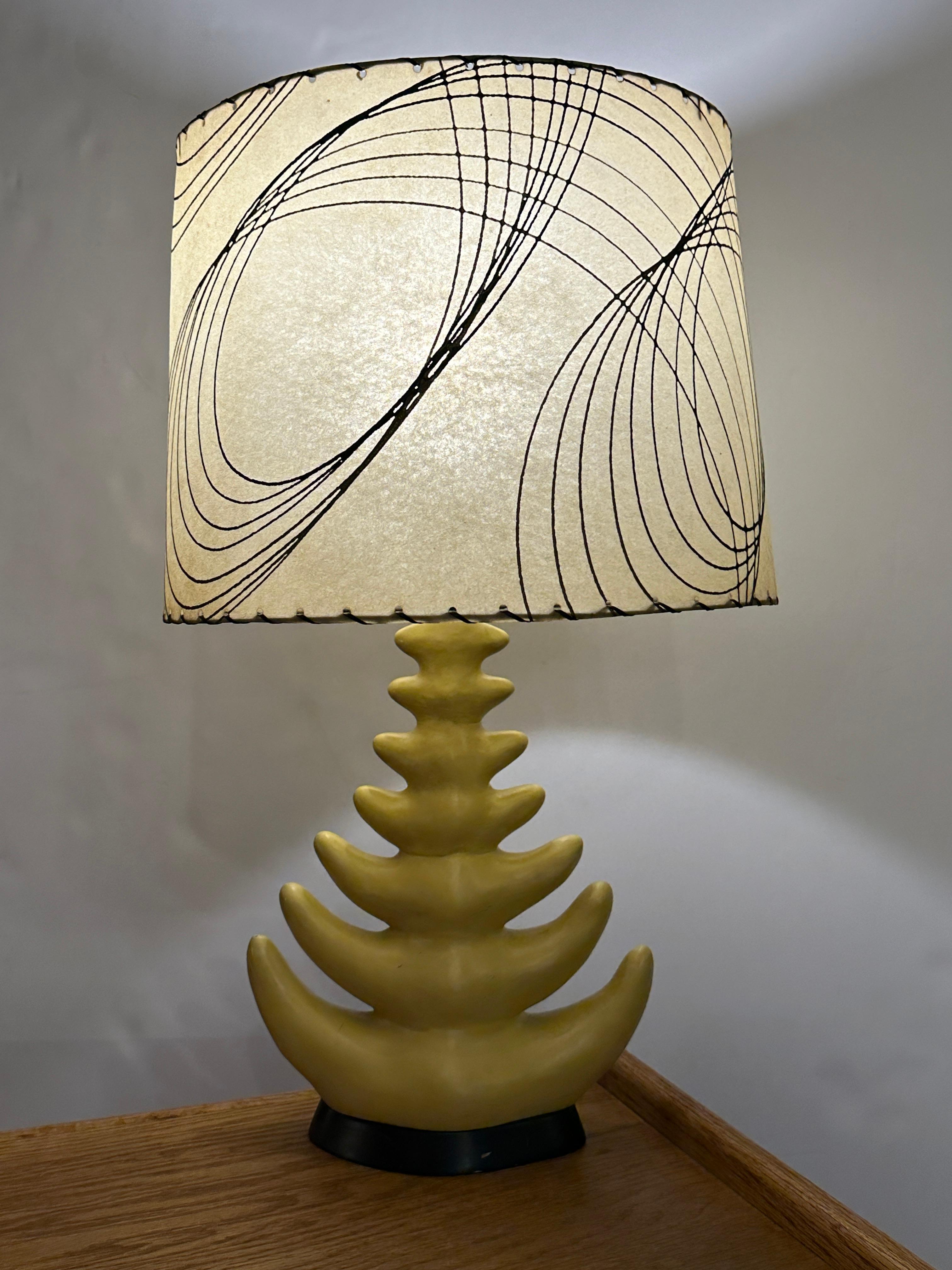 Mid-Century Modern Mid-Century Yellow Ceramic Lamp 6 Branches For Sale