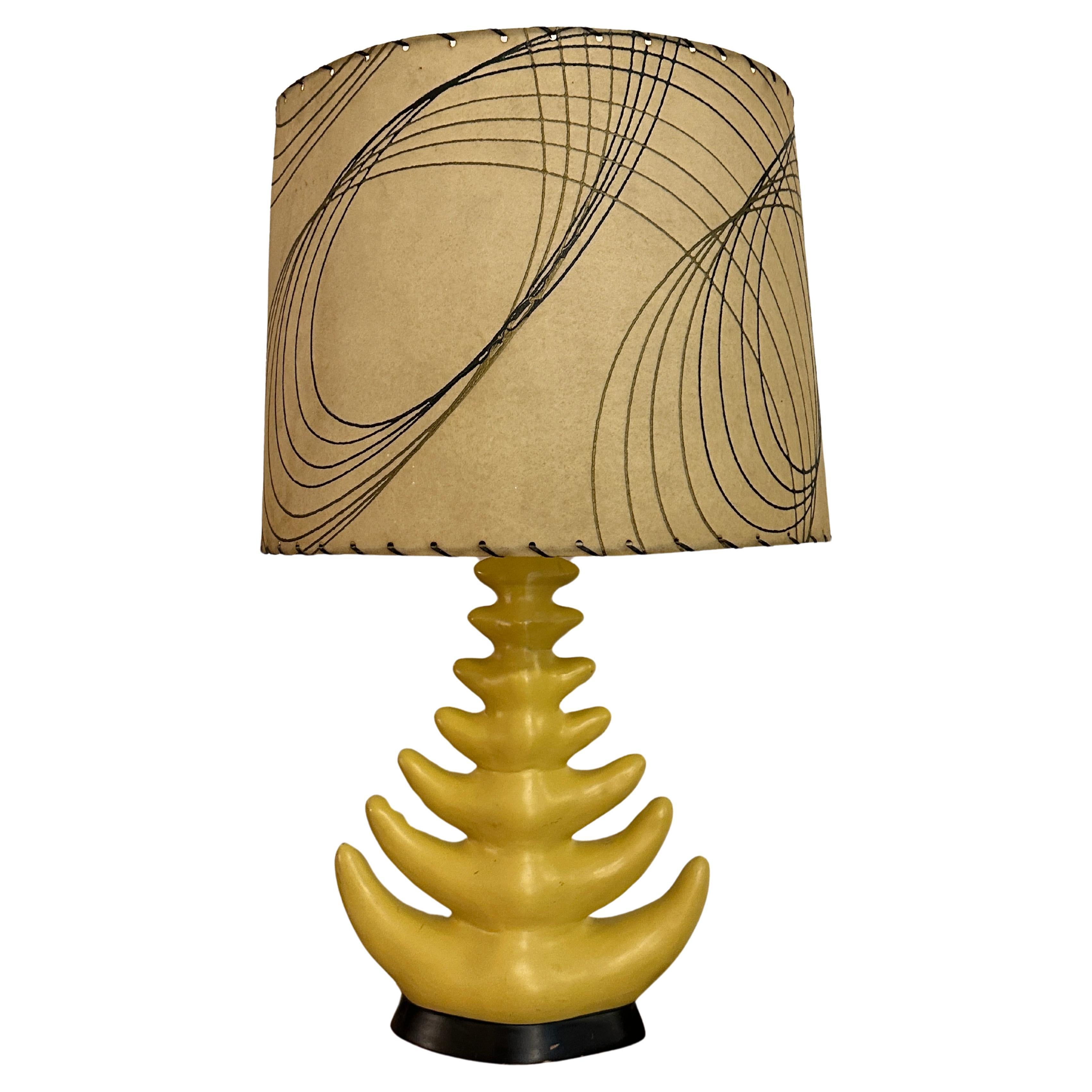 Mid-Century Yellow Ceramic Lamp 6 Branches For Sale
