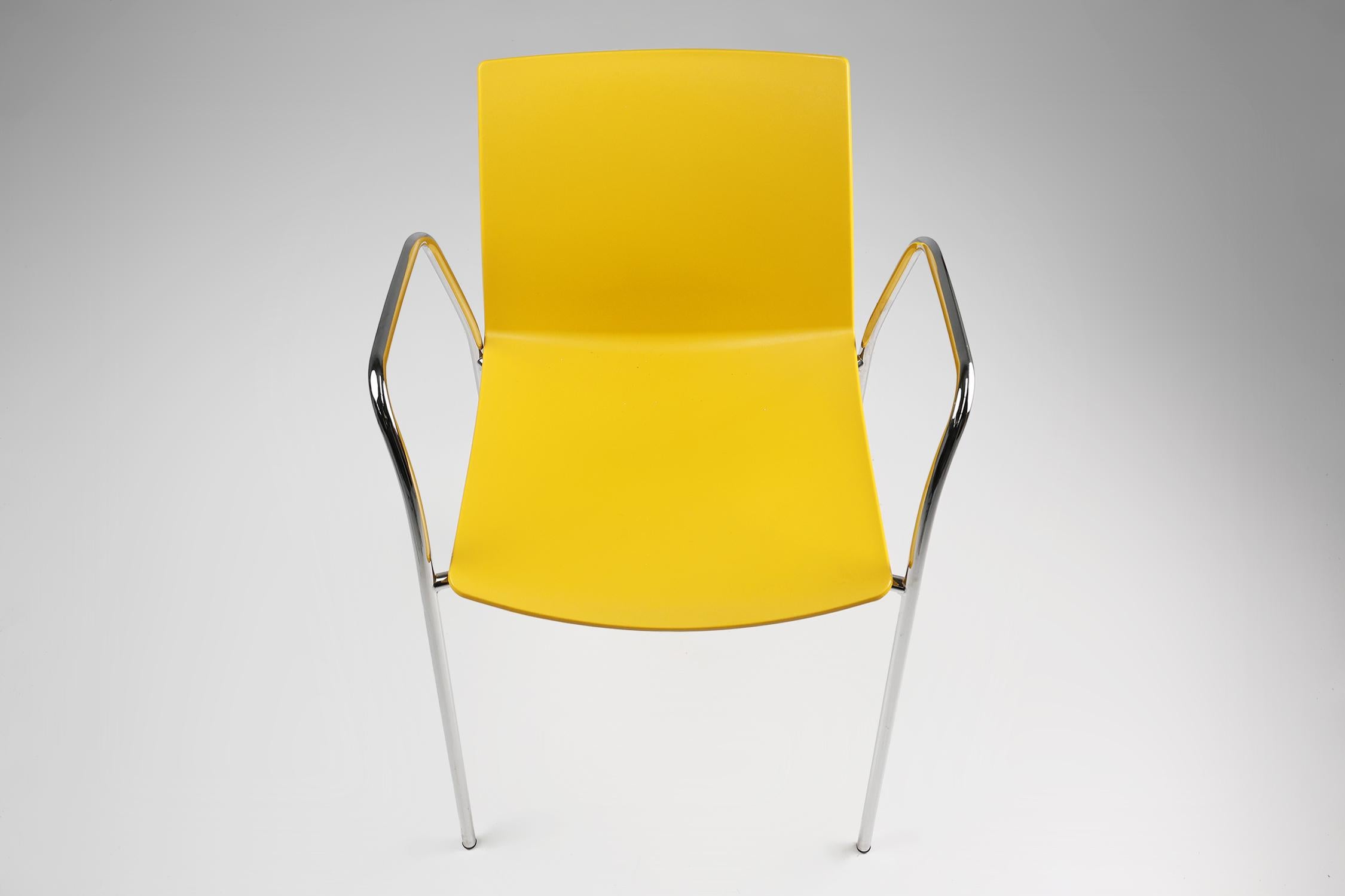 Mid-Century yellow Chair with Metal Frame and Plastic Seat, Belgium For Sale 5