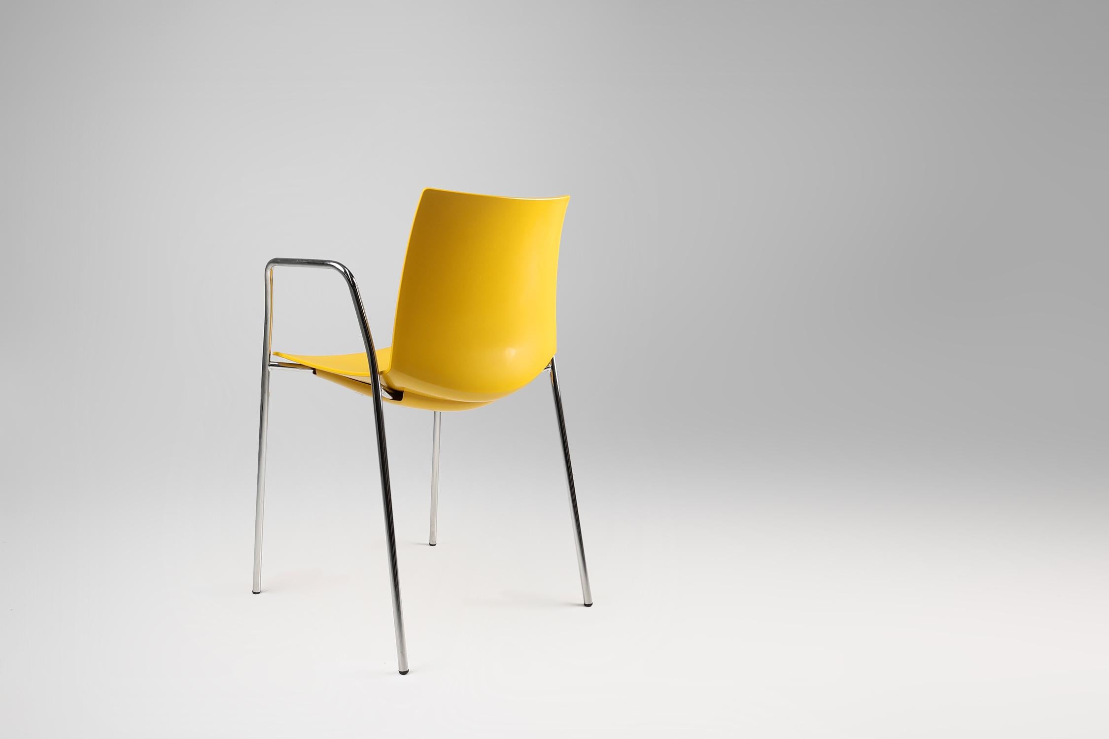 Mid-Century yellow Chair with Metal Frame and Plastic Seat, Belgium For Sale 3