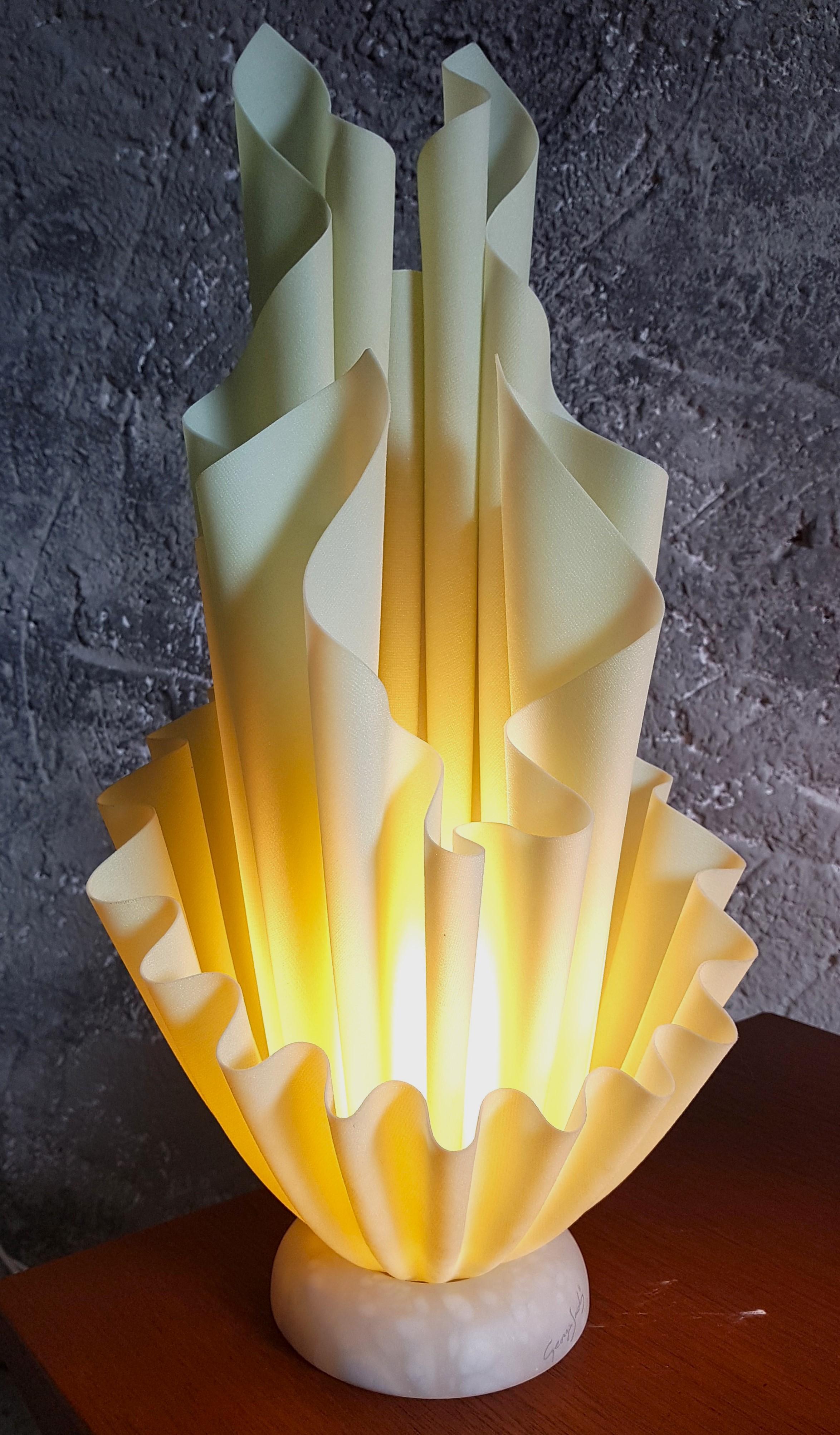 Resin Mid-Century yellow Corolle Lamp by Georgia Jacob, France 1970s For Sale