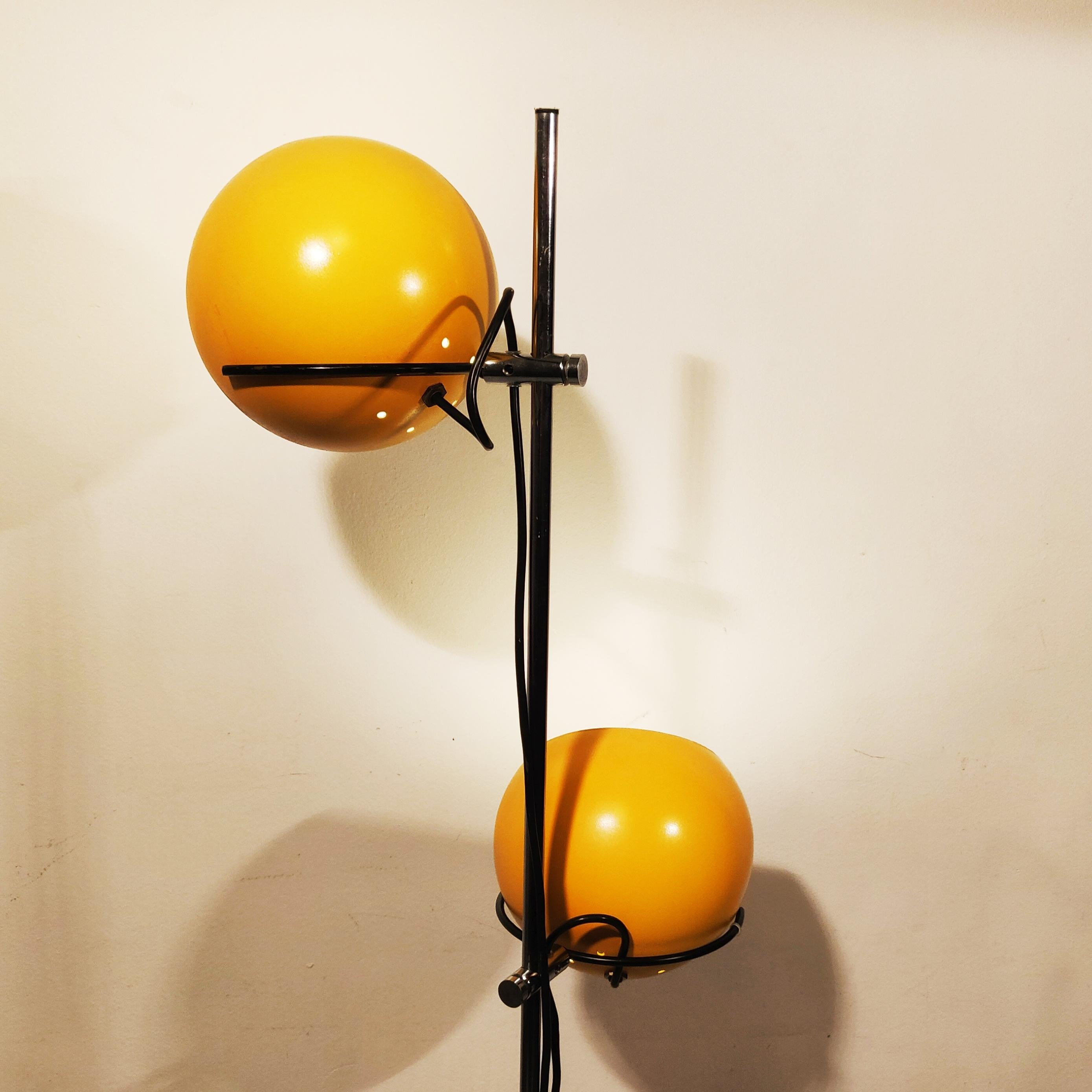 Dutch Mid Century Yellow Eyeball Floor Lamp, 1960s