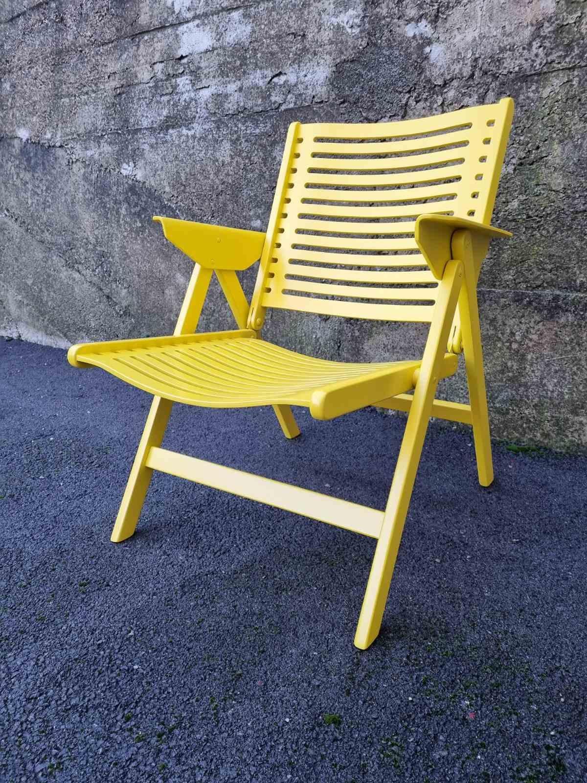 Mid-20th Century Mid Century Yellow Folding Lounge Armchair, Model Rex, Design by Niko Kralj, 60s For Sale