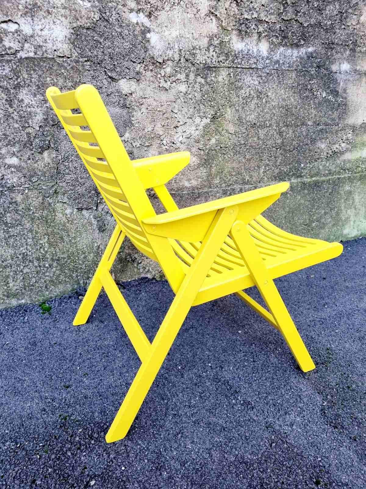 Mid Century Yellow Folding Lounge Armchair, Model Rex, Design by Niko Kralj, 60s For Sale 1