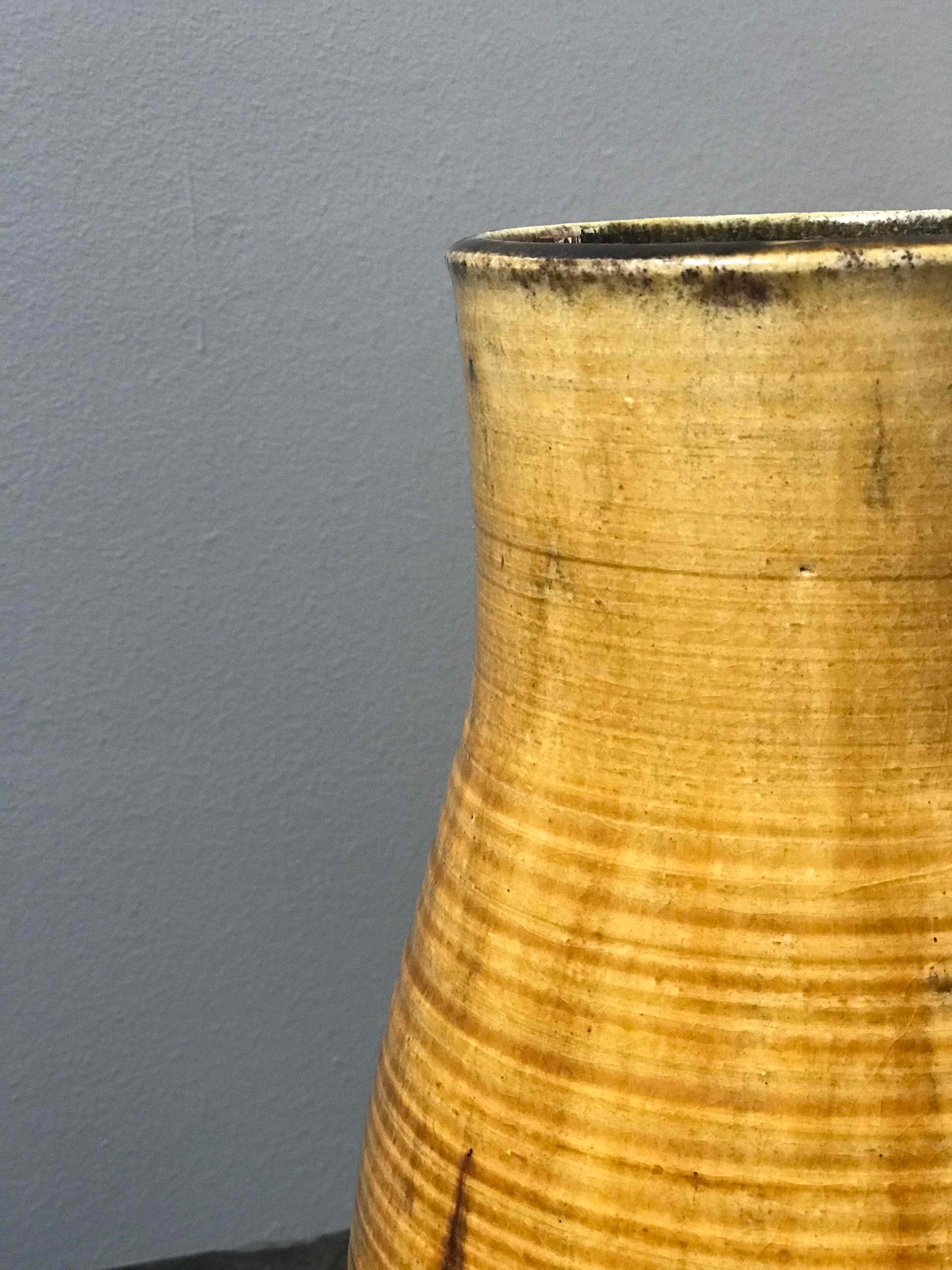 Mid-Century Yellow Ceramic French Vase   In Good Condition In Los Angeles, CA
