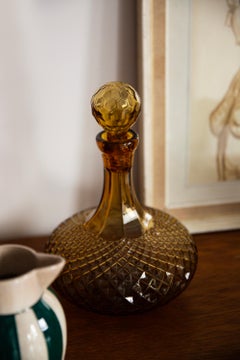 Mid Century Yellow Glass Bottle with Stopper, Italy, 1960s