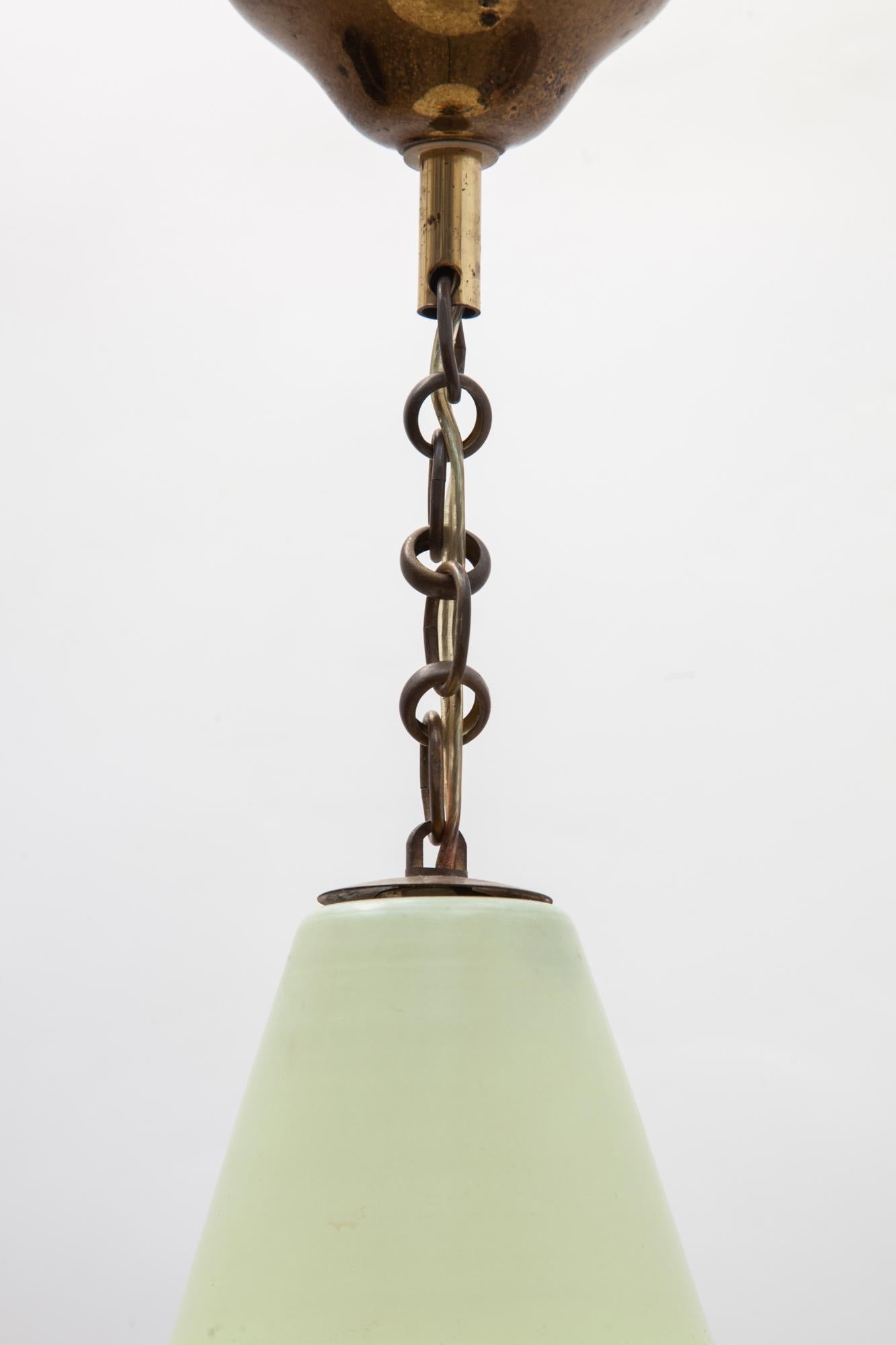 Belgian Midcentury Yellow Glass Pendant, Belgium