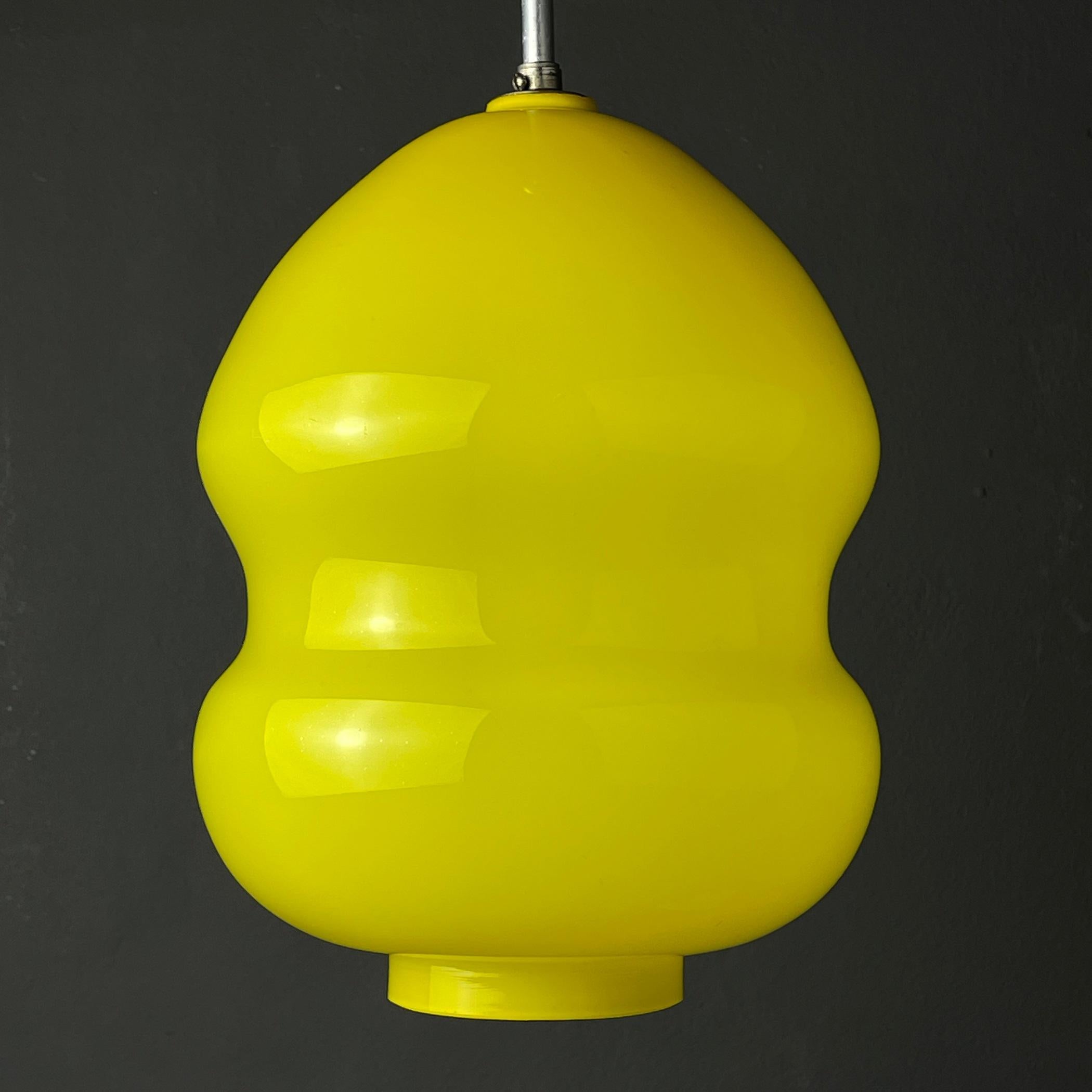 Midcentury Yellow Glass Pendant Lamp Yugoslavia, 1970s For Sale 4