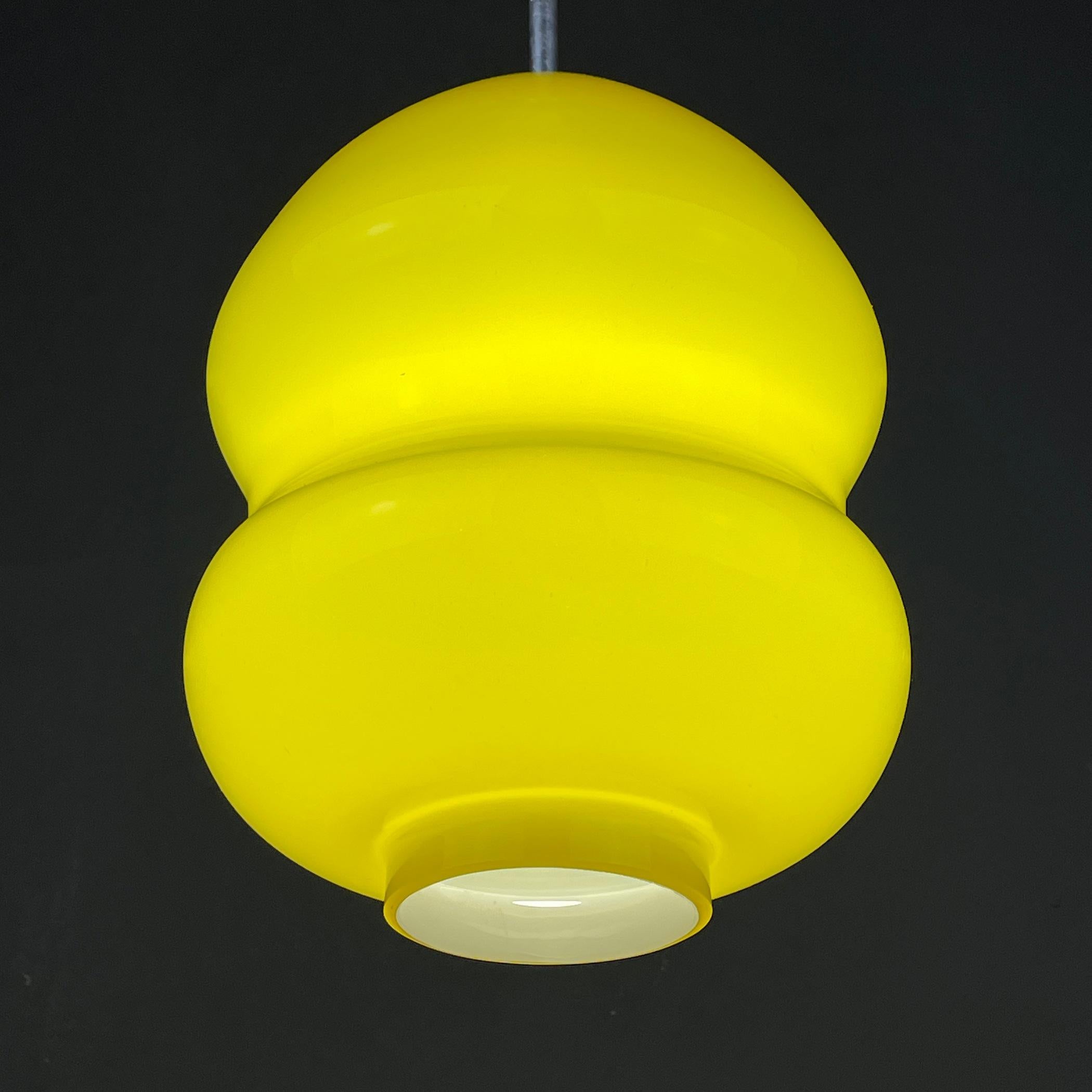 Mid-Century Modern Midcentury Yellow Glass Pendant Lamp Yugoslavia, 1970s For Sale