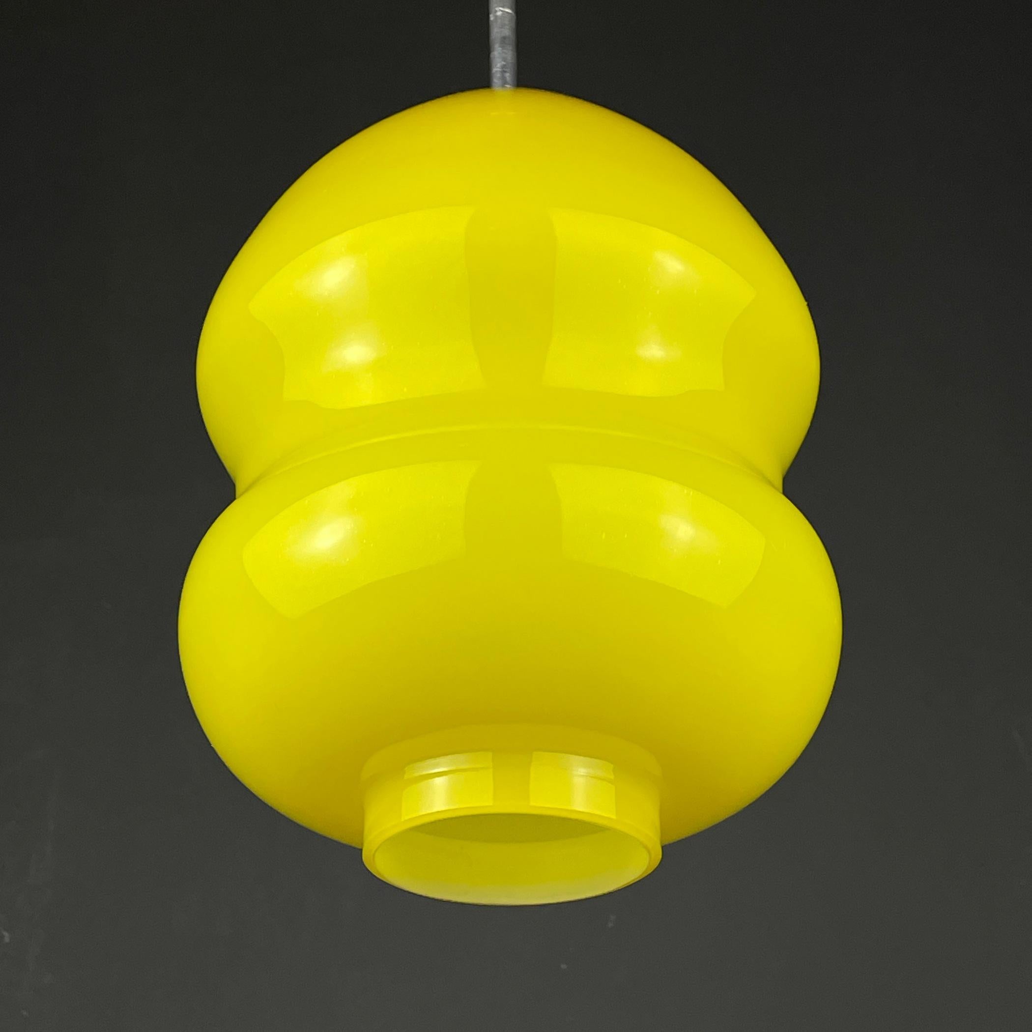 Slovenian Midcentury Yellow Glass Pendant Lamp Yugoslavia, 1970s For Sale