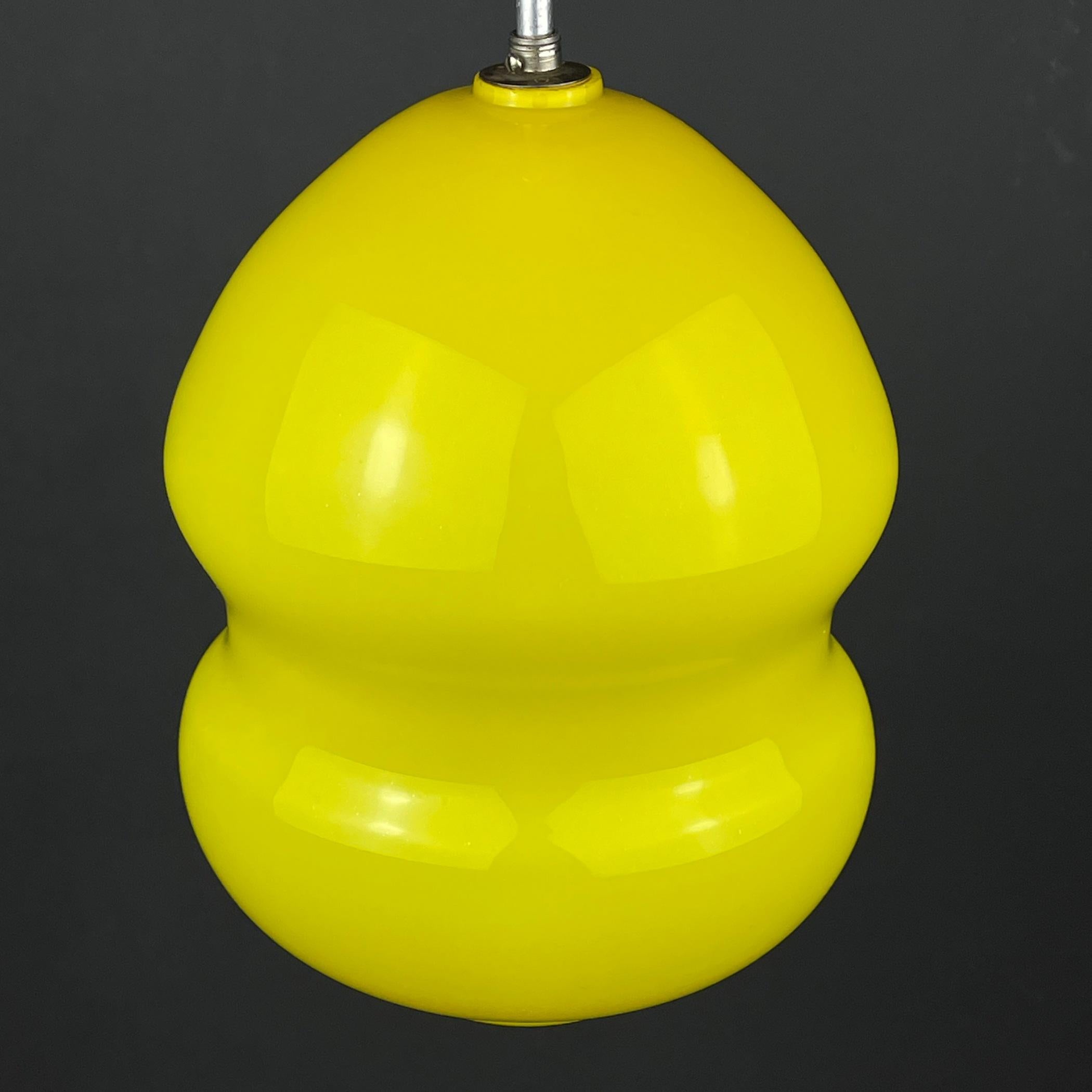20th Century Midcentury Yellow Glass Pendant Lamp Yugoslavia, 1970s For Sale