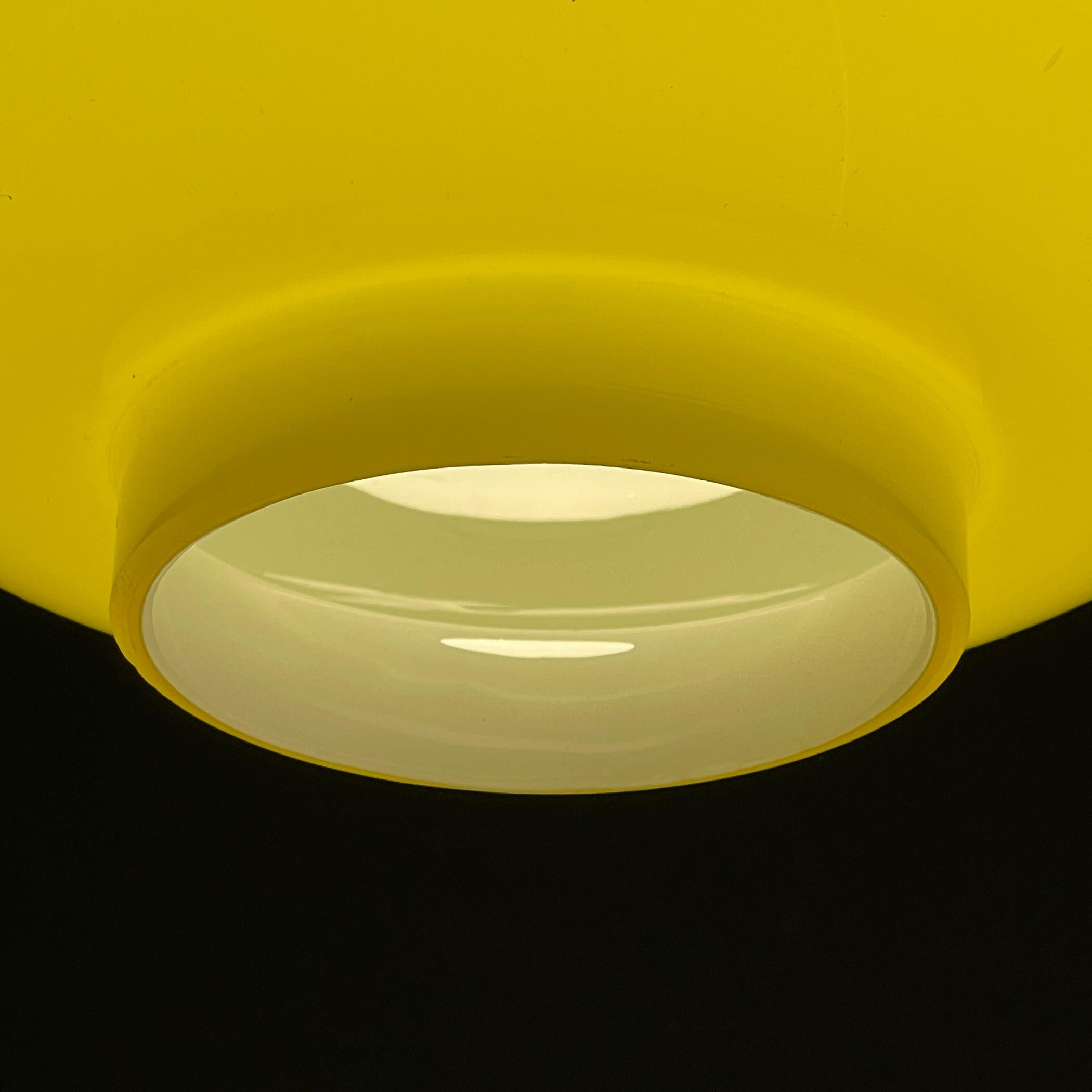 Midcentury Yellow Glass Pendant Lamp Yugoslavia, 1970s For Sale 3