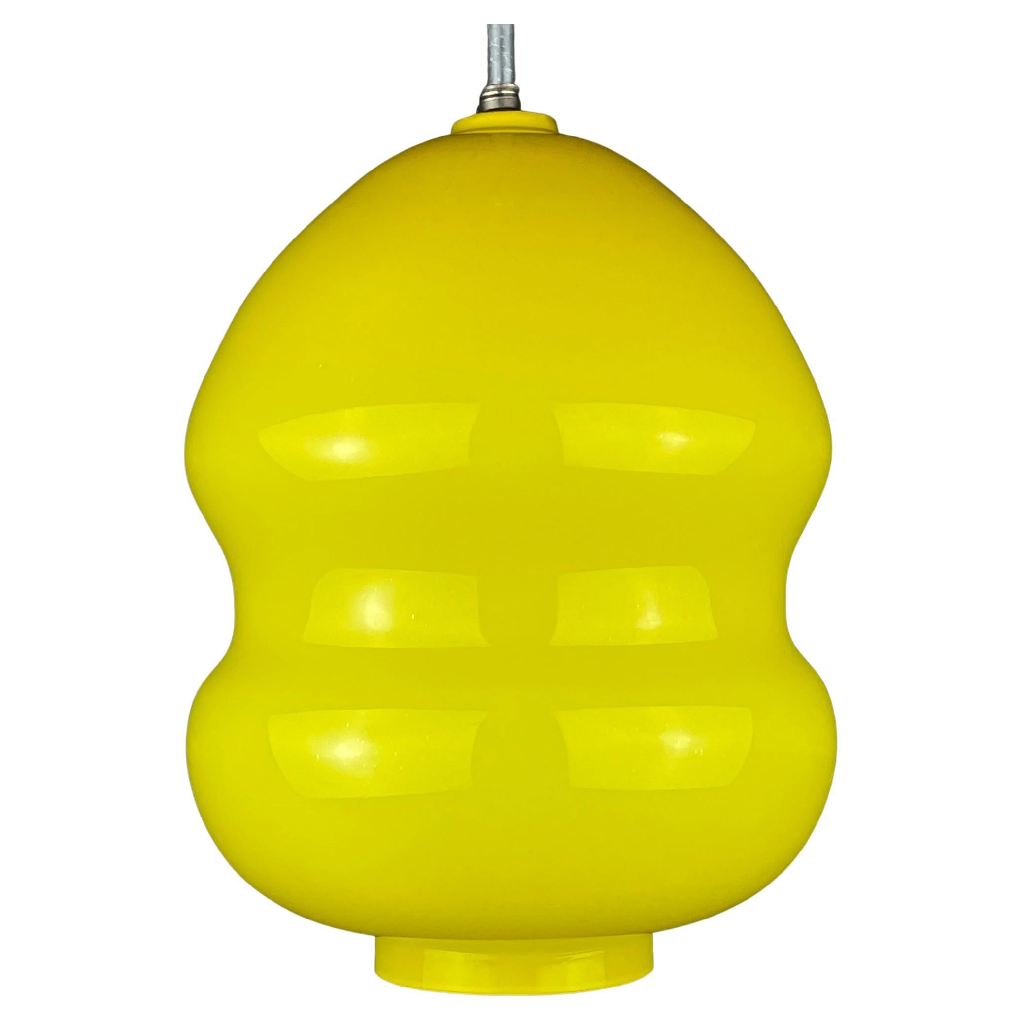 Midcentury Yellow Glass Pendant Lamp Yugoslavia, 1970s For Sale